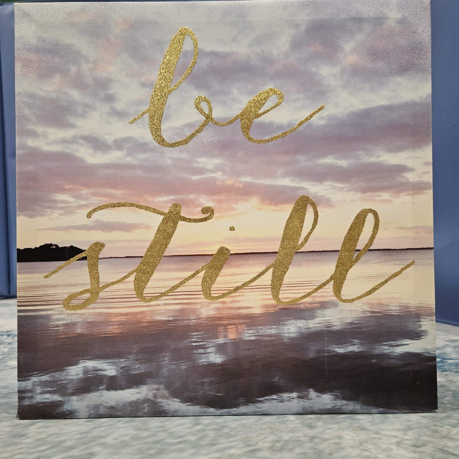 Be Still Ocean Canvas Wall Art Beach Sunset Christian Decor 12×12