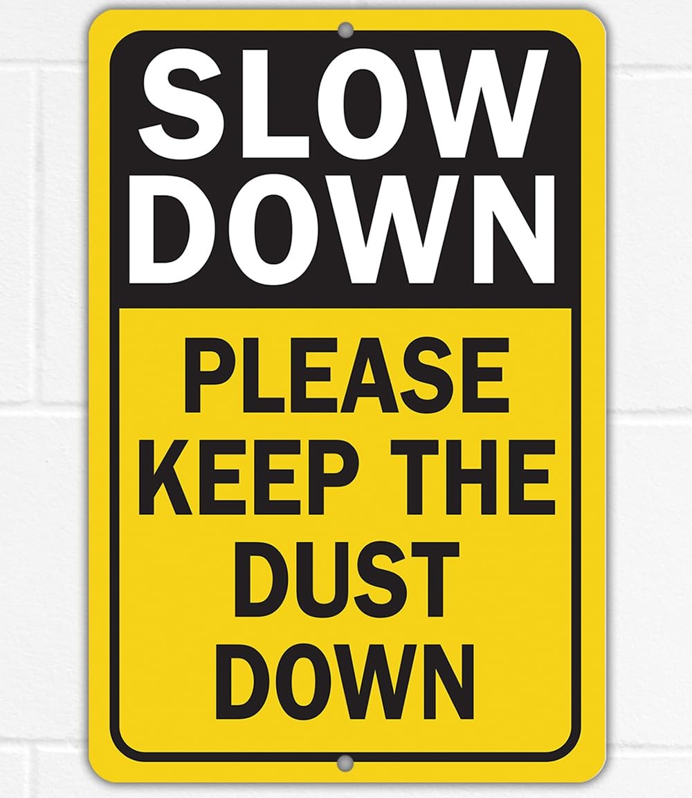 Please Slow Down Metal Sign Road Safety Driveway Street Dust Control Decor
