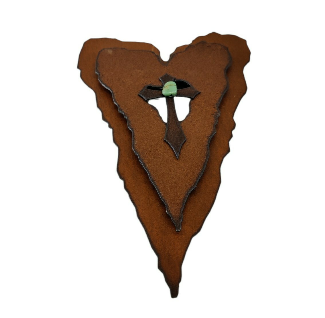 Second to None Heart Cross Metal Turquoise Wall Decor