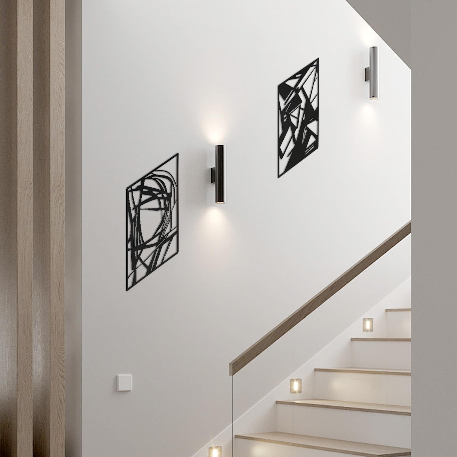 Black Abstract Metal Wall Art Set of 4 Matte 15.7×10.6