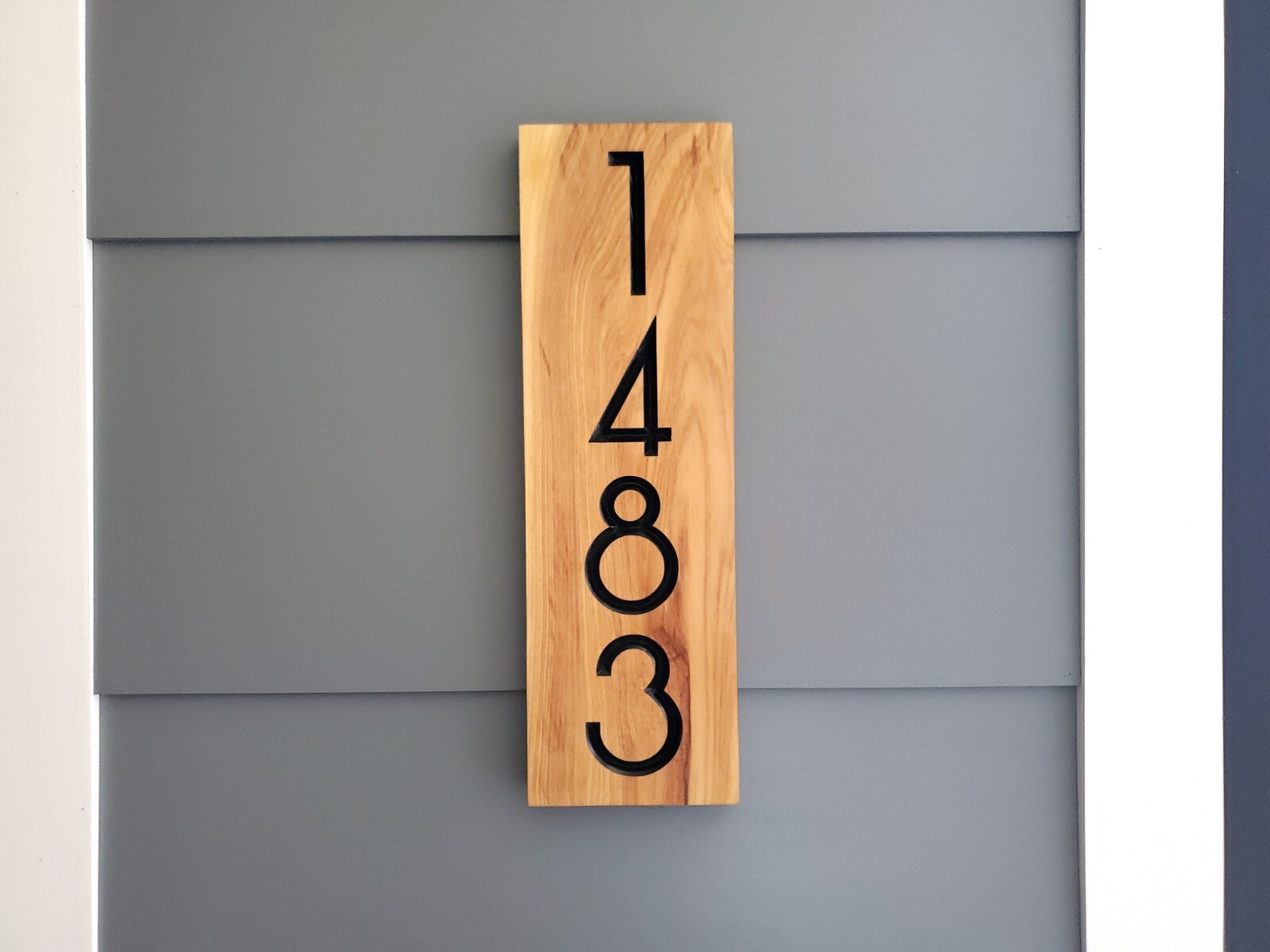 Custom House Number Sign Address Plaque Modern Carved Wood 5×16 7×22 10×32