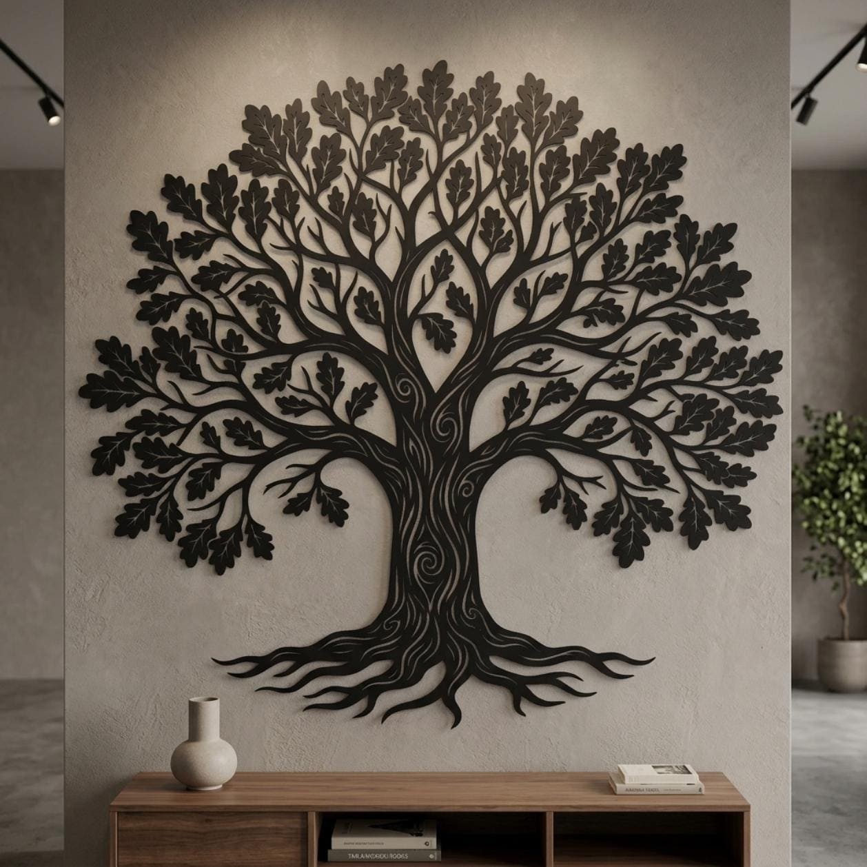 Oak Tree Metal Wall Decor, Tree of Life Wall Art, Large Living Room Wall Art
