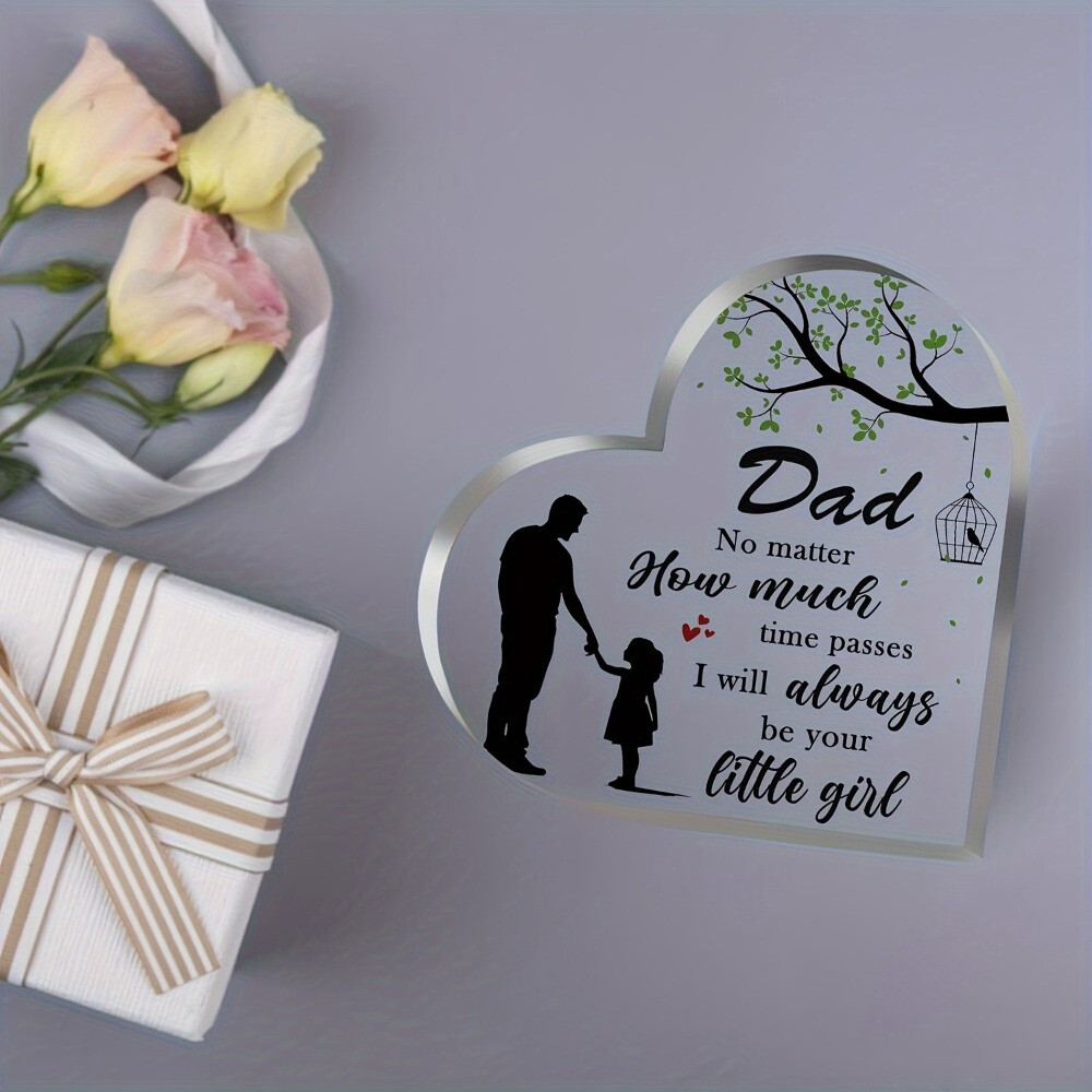 1 PC Dad Heart Acrylic Plaque Desktop Decoration Father’s Day Gift