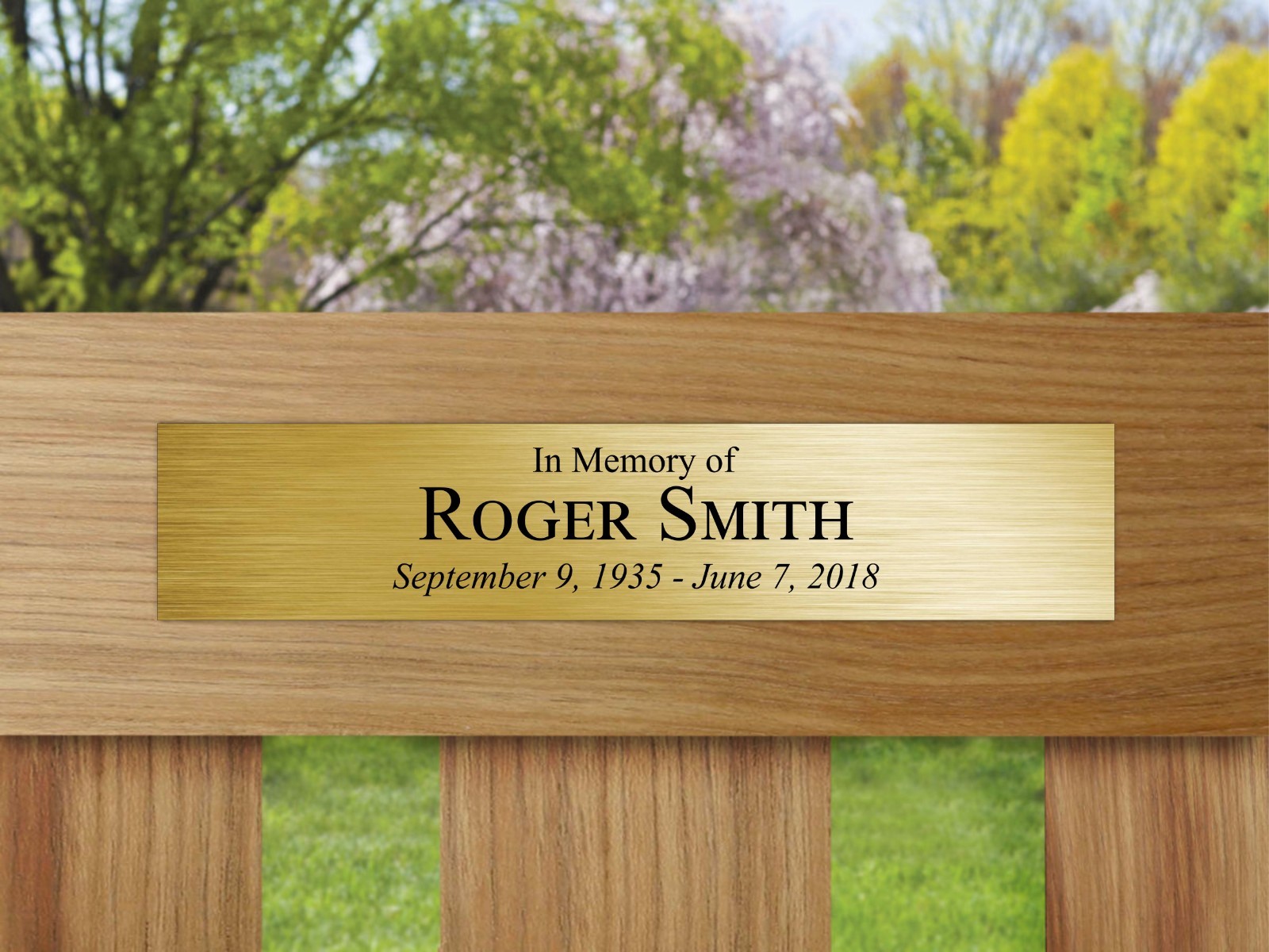 Outdoor Memorial Custom Plaque Plastic Engraved In Memory of Plate Bench Tag Urn