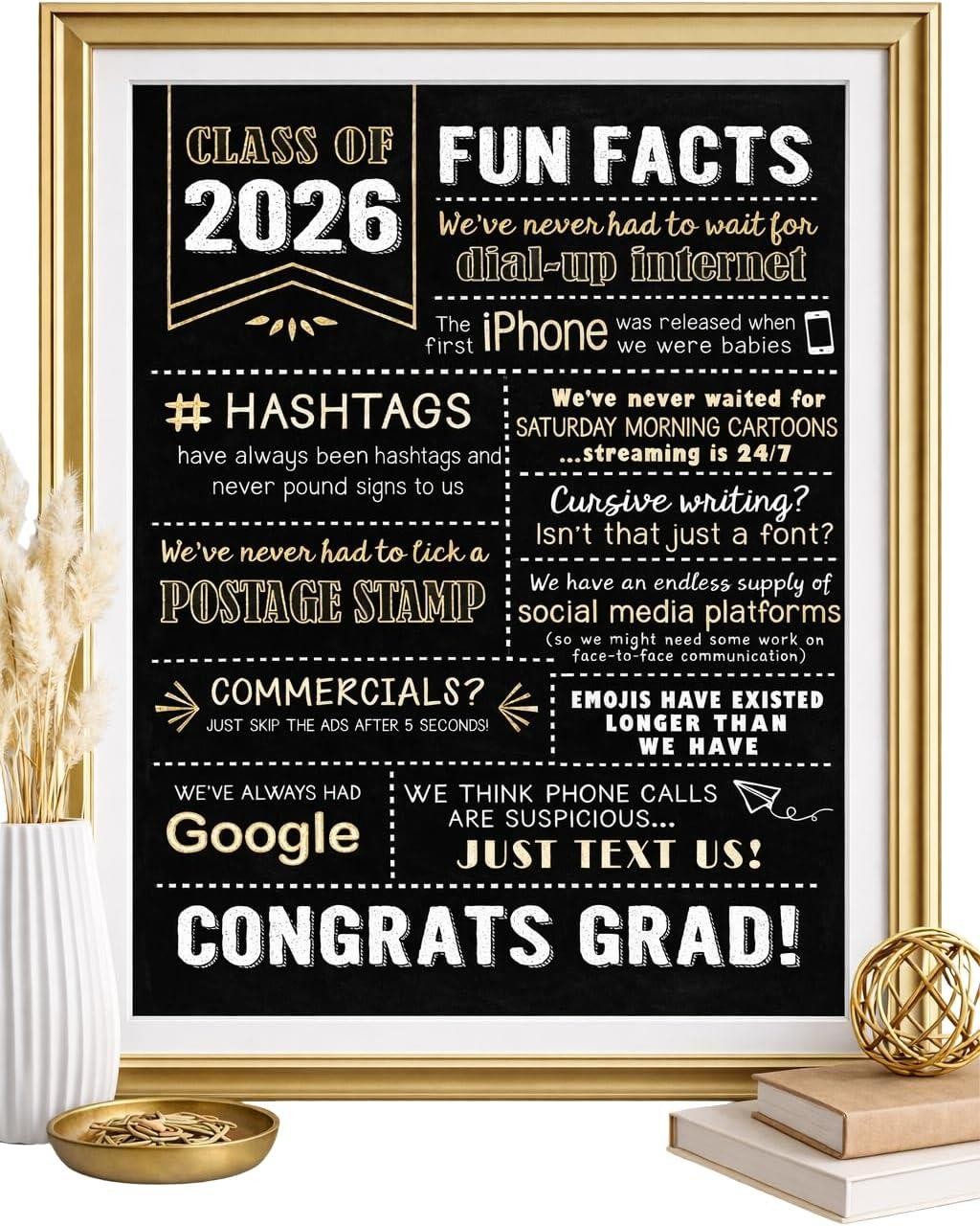 Class of 2026 Graduation Decor Made in USA Printed Sign 8×10 Centerpiece Gift