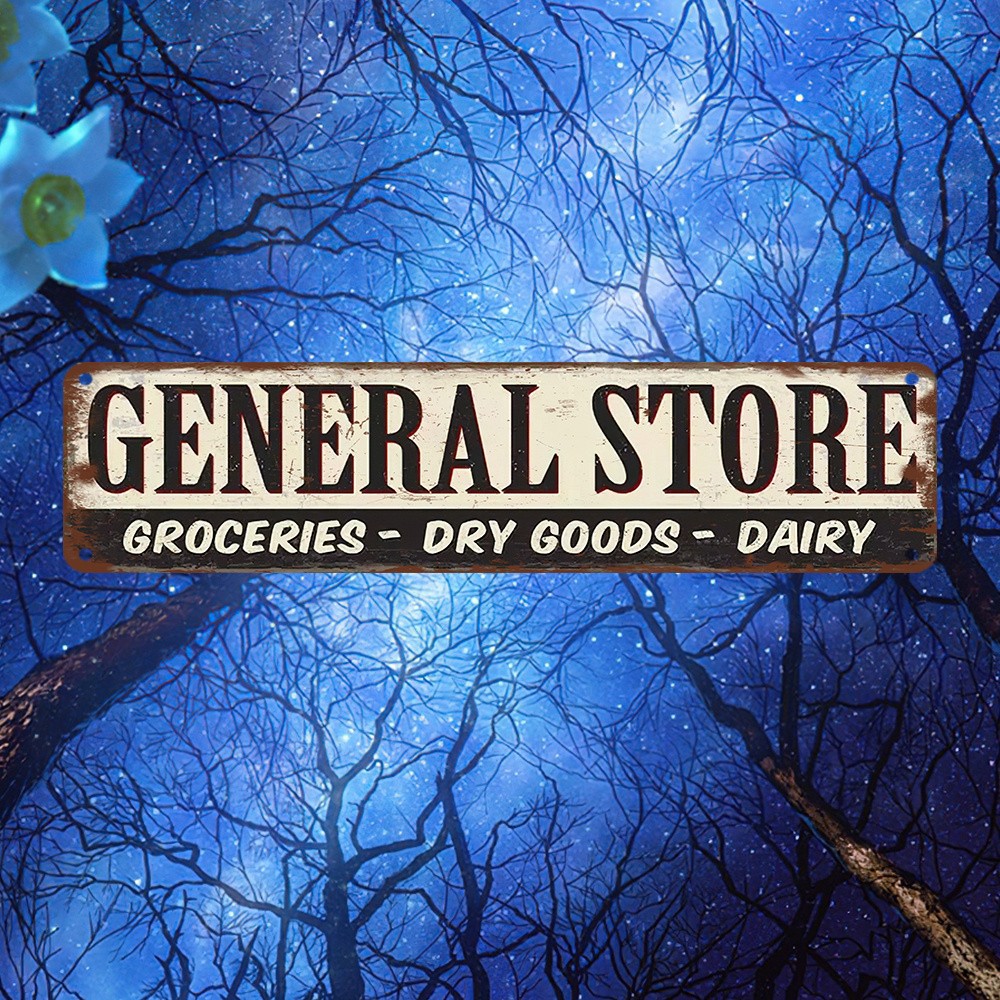 General Store Groceries Dry Goods Dairy Vintage Metal Sign Rustic Wall Decor