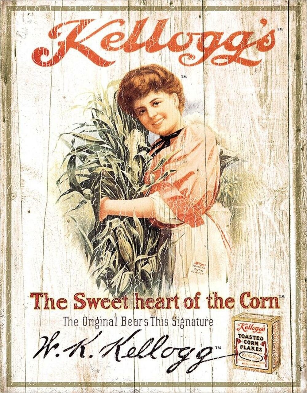 New Kellogg’s Corn Flakes Decorative Metal Tin Sign Made in the USA
