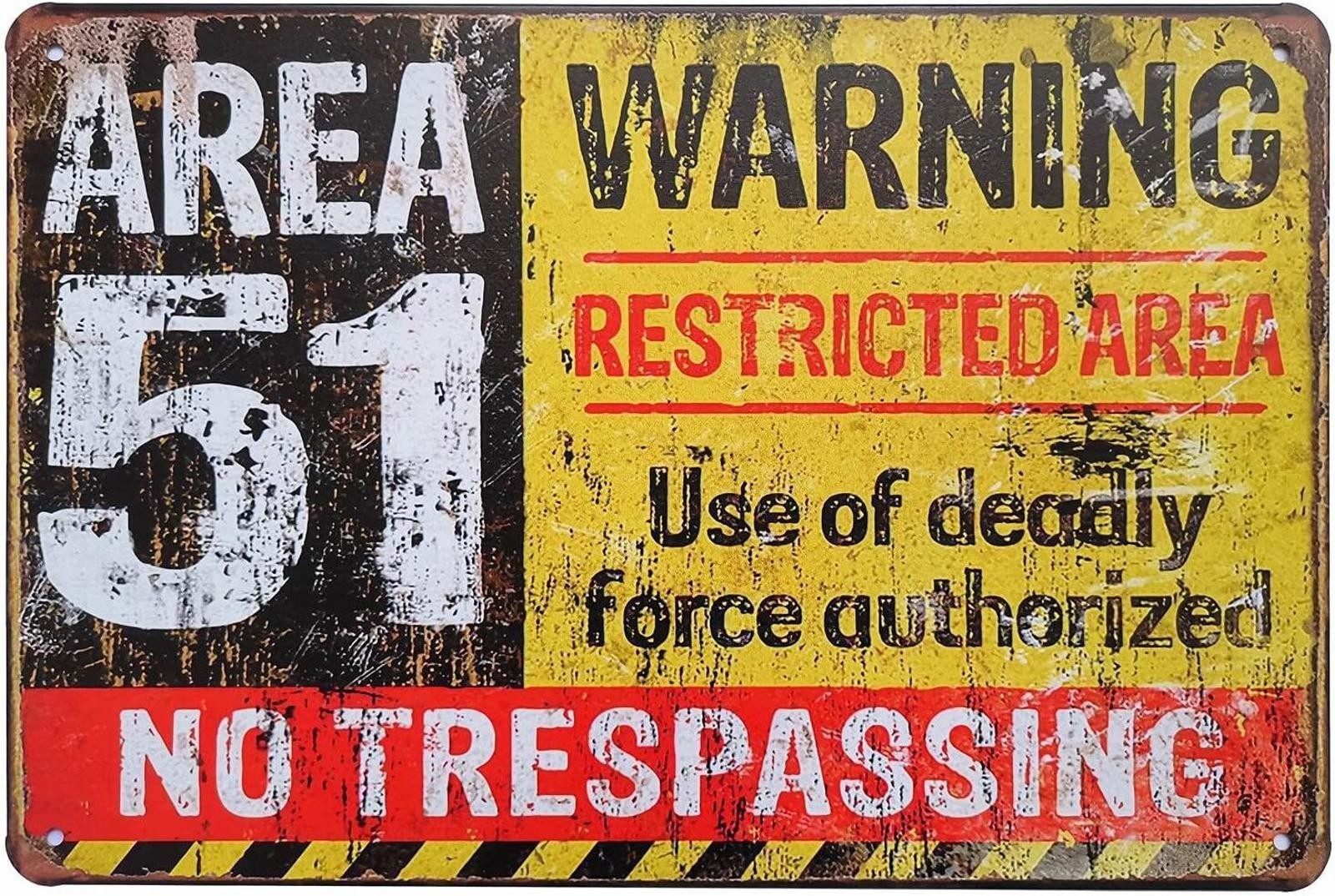 Area 51 Metal Sign Aluminum 8×12 Vintage Military No Trespassing Funny