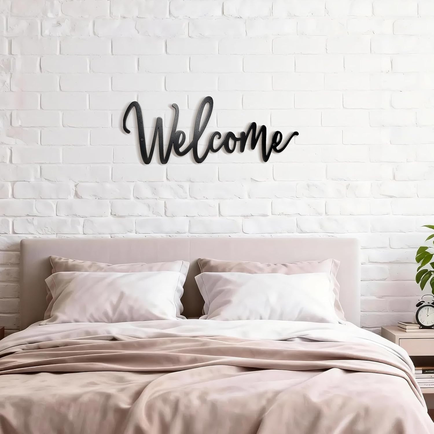 Welcome Metal Sign Wall Decor (Black)