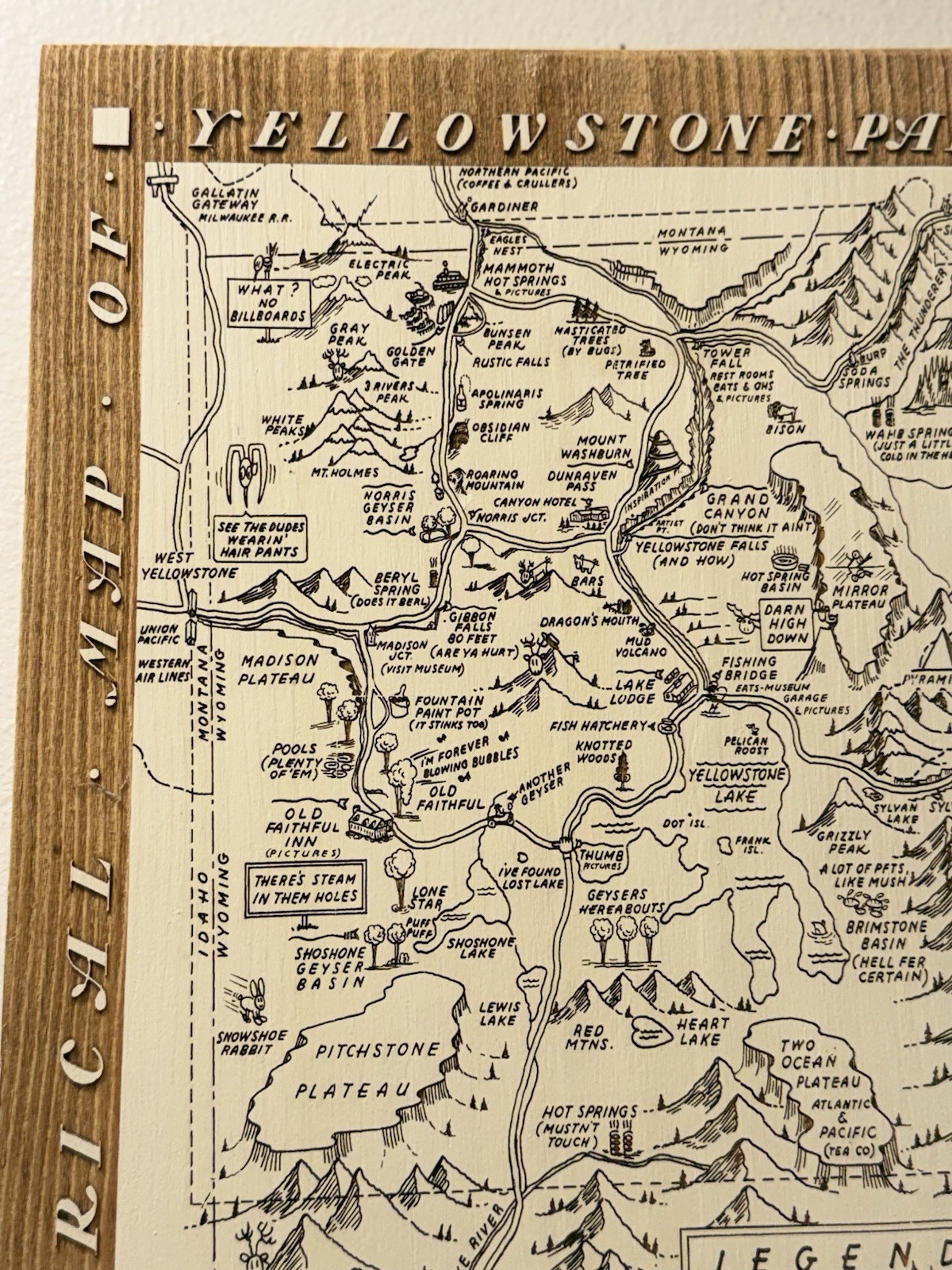 YELLOWSTONE SOLID WOOD FUN ENGRAVED MAP/WALL ART – JH Listed Separately-Unique!