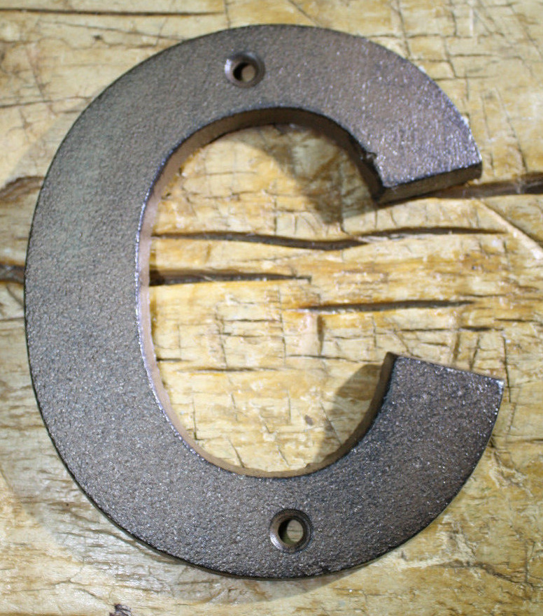 Cast Iron Industrial LETTER C Sign Rustic Brown 5″ tall Alphabet