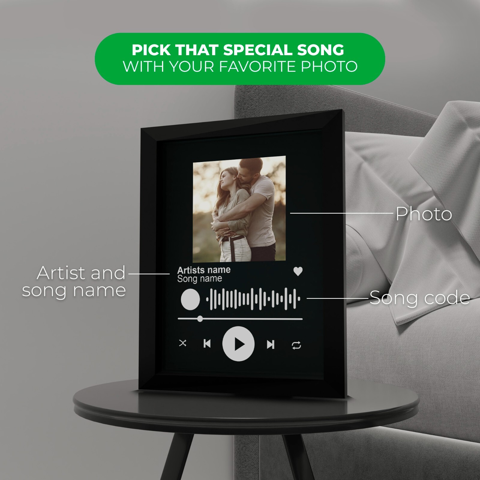 Valentines Day Gift | Custom Acrylic Song Plaque | Acrylic Spotify Plaque