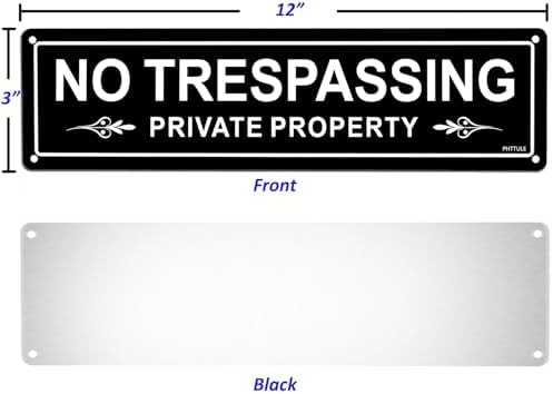 No Trespassing Private Property Sign 2 Pack, 12 x 3 inches Sturdy Rust Free Alum
