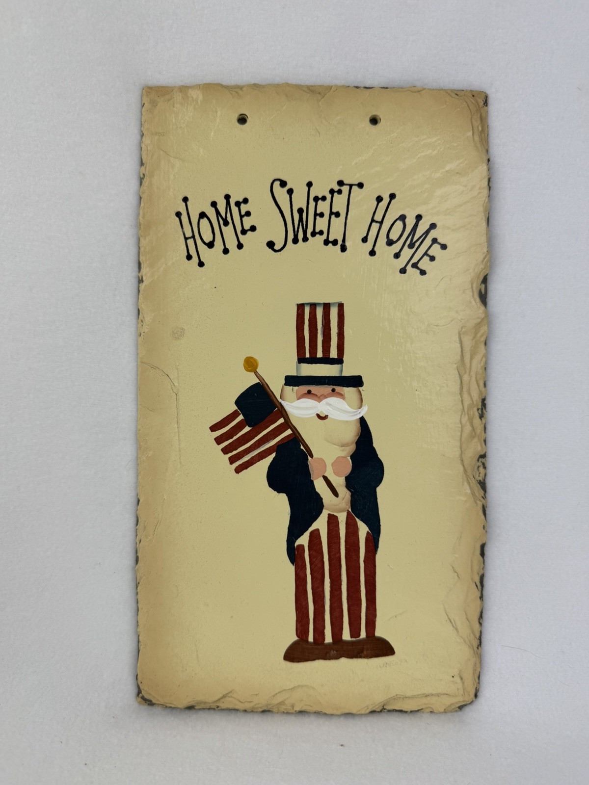 Vtg Plain Jane New Orleans Slate Tile Uncle Same Home Sweet Home Americana USA