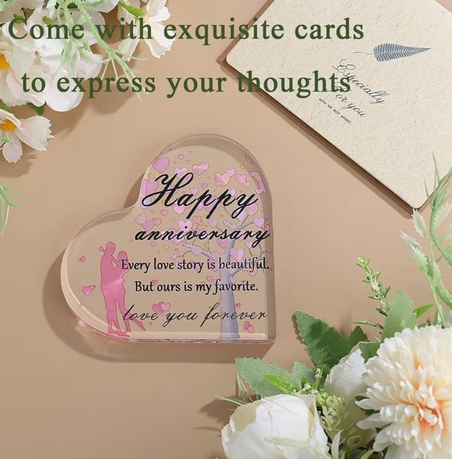 Happy Anniversary Gift for Wife -Heart Shaped Acrylic Decor