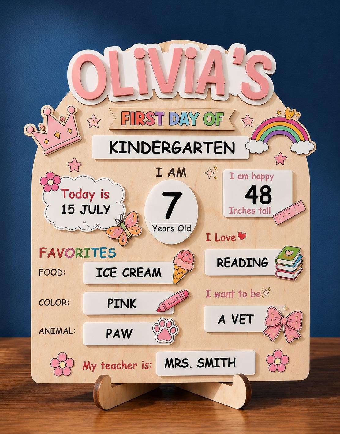 Custom First Day of School Sign,Preschool Back to School Board Kid Gift,Kinderga