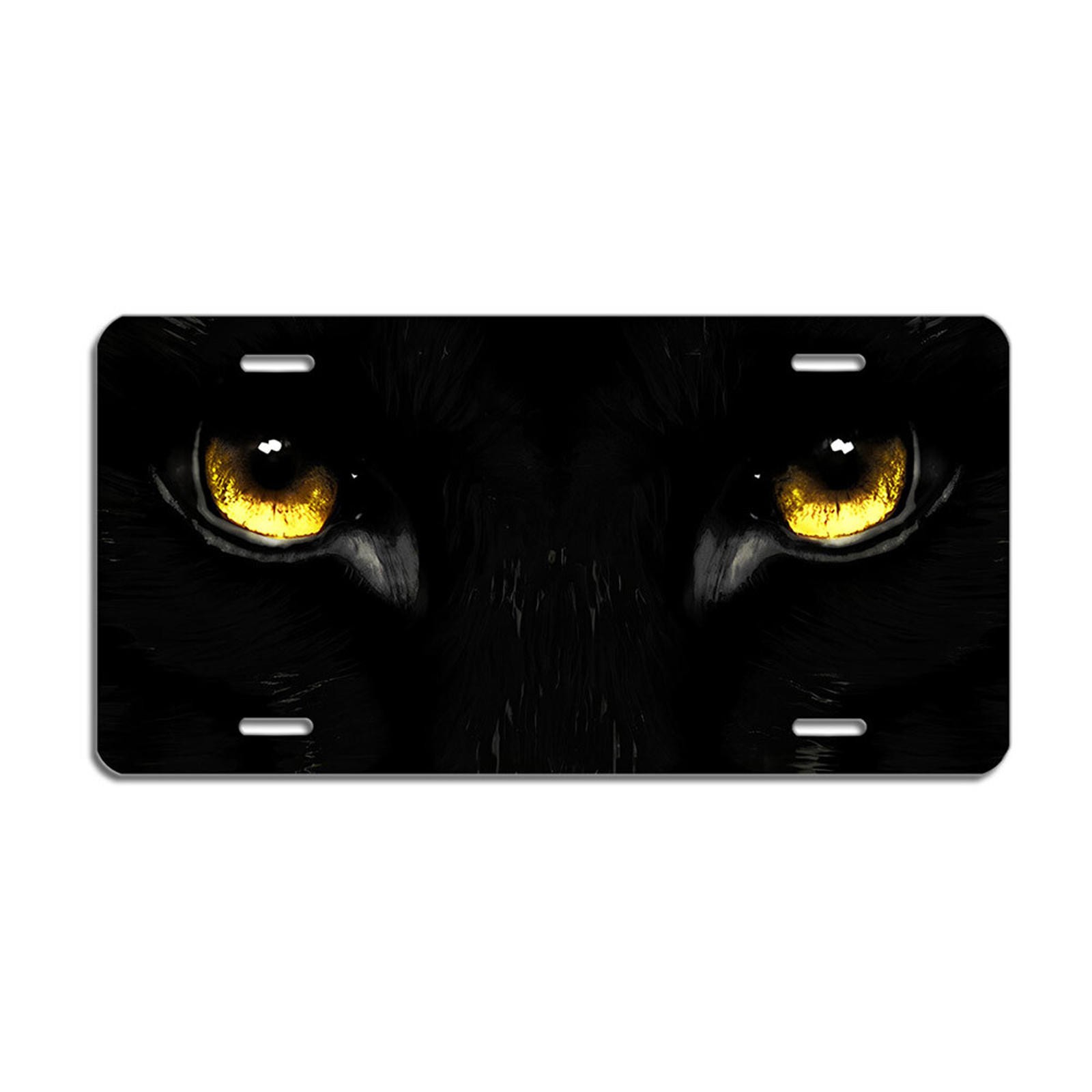 Black Panther Eyes License Plate – Cool Animal Car Tag, 6×12 Inches