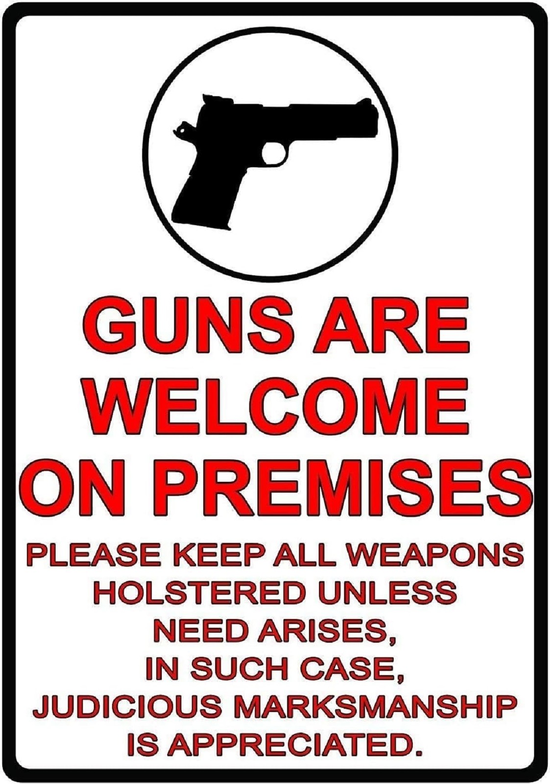 Guns Are Welcome on Premises Weather Proof Embossed Tin Signs Metal Wall Sign…