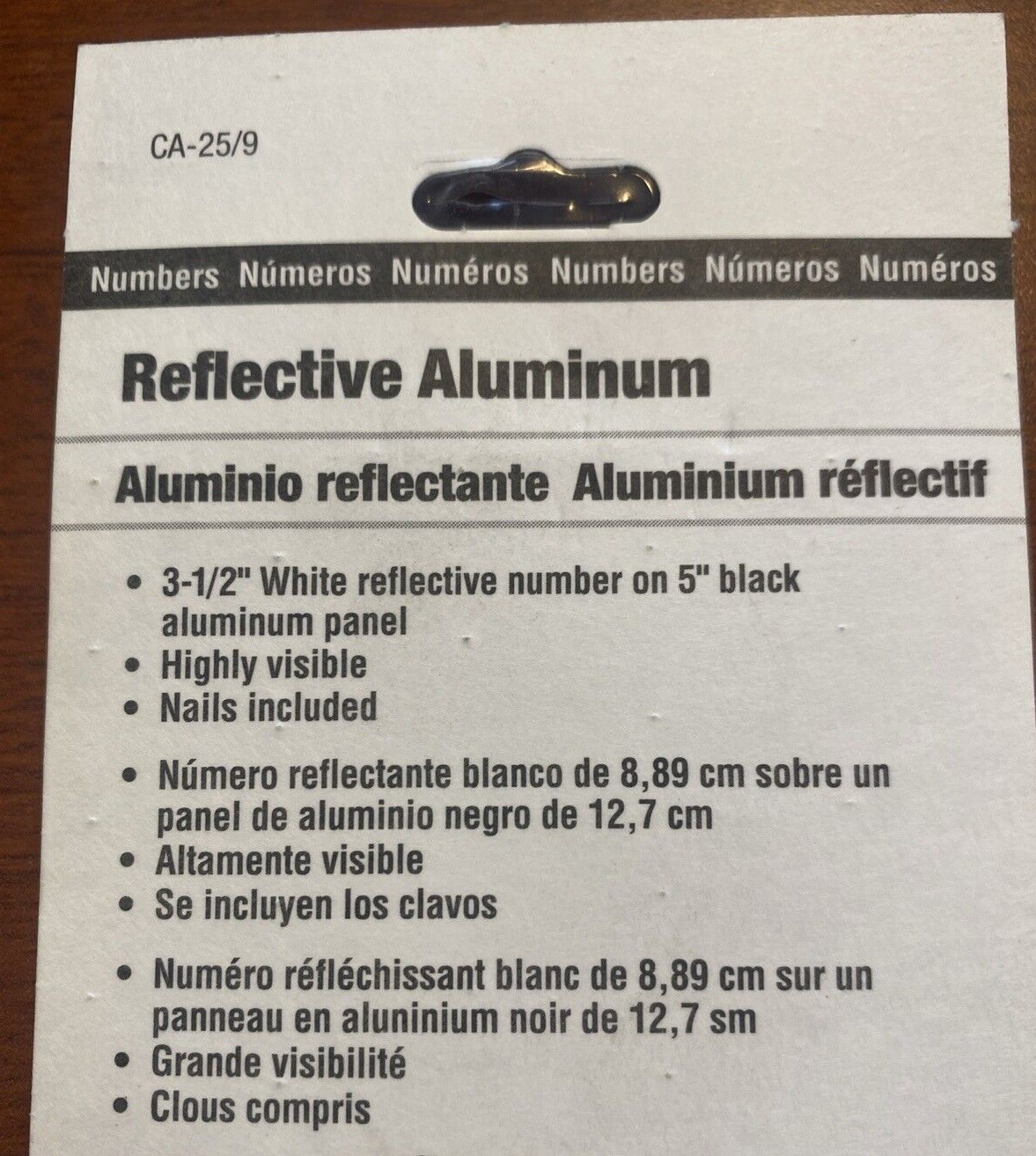 HY-KO Reflective Aluminum 3-1/2″ Numbers 0, 2, 3, 4, 6, 7, 8, 9 Size 5″ x 2 1/2″