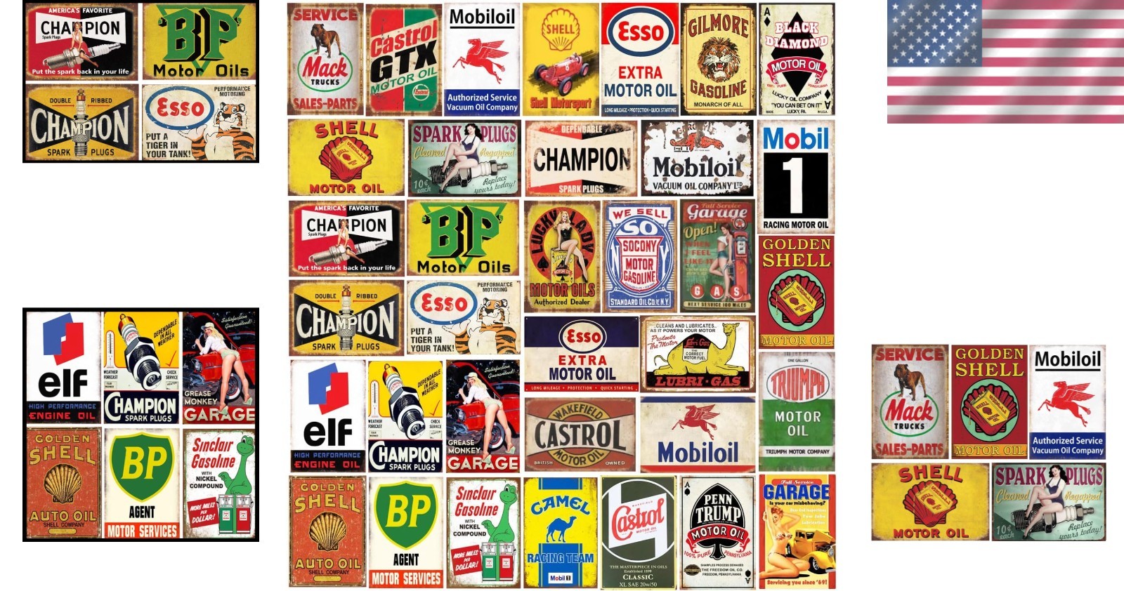 Vintage Gas Oil Tin Signs Collection