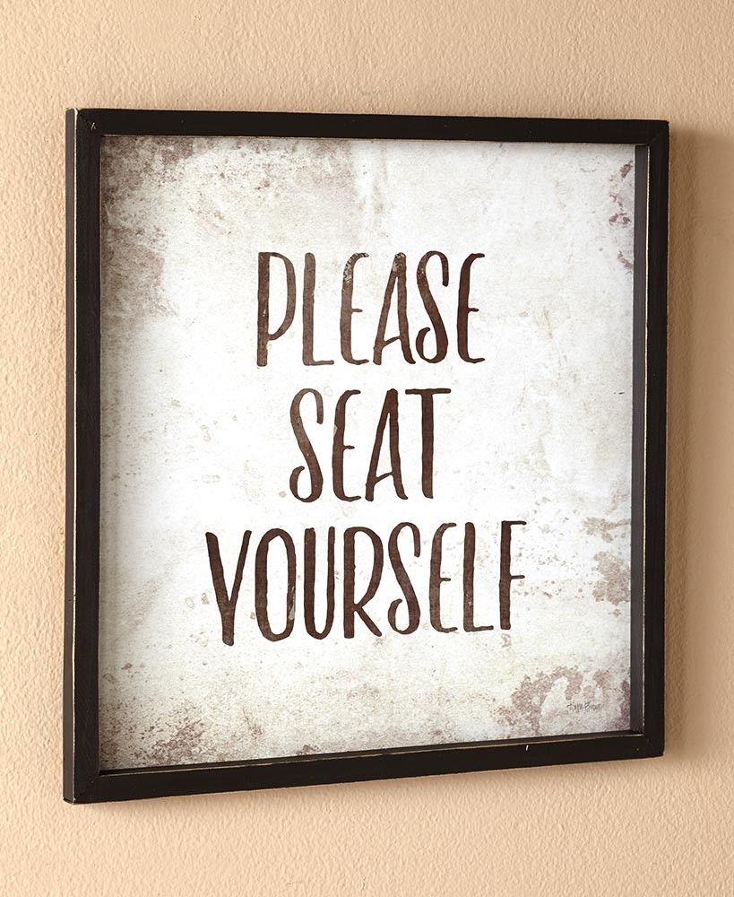 Funny Bathroom Wall Sign “Please Seat Yourself” | Rustic Farmhouse Toilet Décor