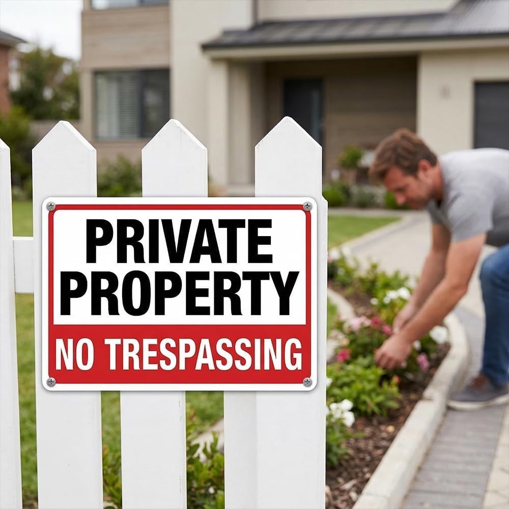 2-Pack No Trespassing Metal Signs 10×7 Inch – UV Protected, Waterproof Security