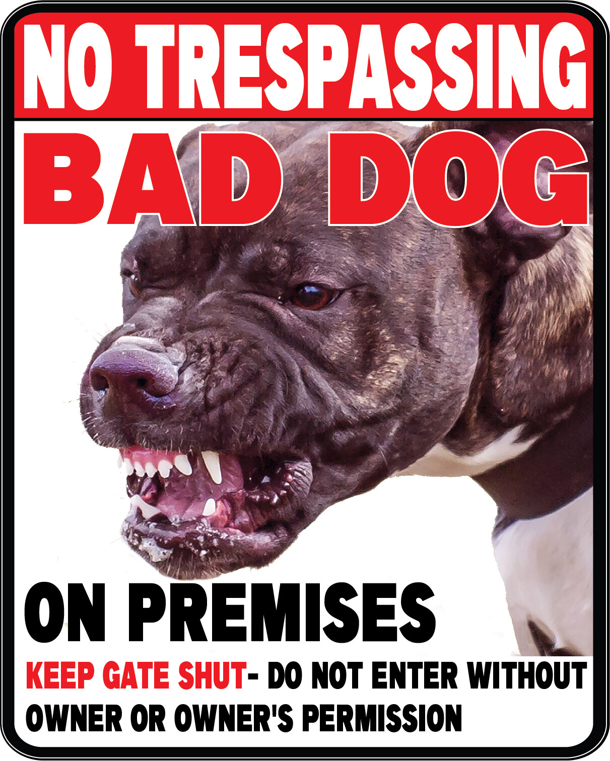 No Trespassing Dog BAD DOG on Premise – 8″ wide x 10″ tall Vinyl Decal US SELLER
