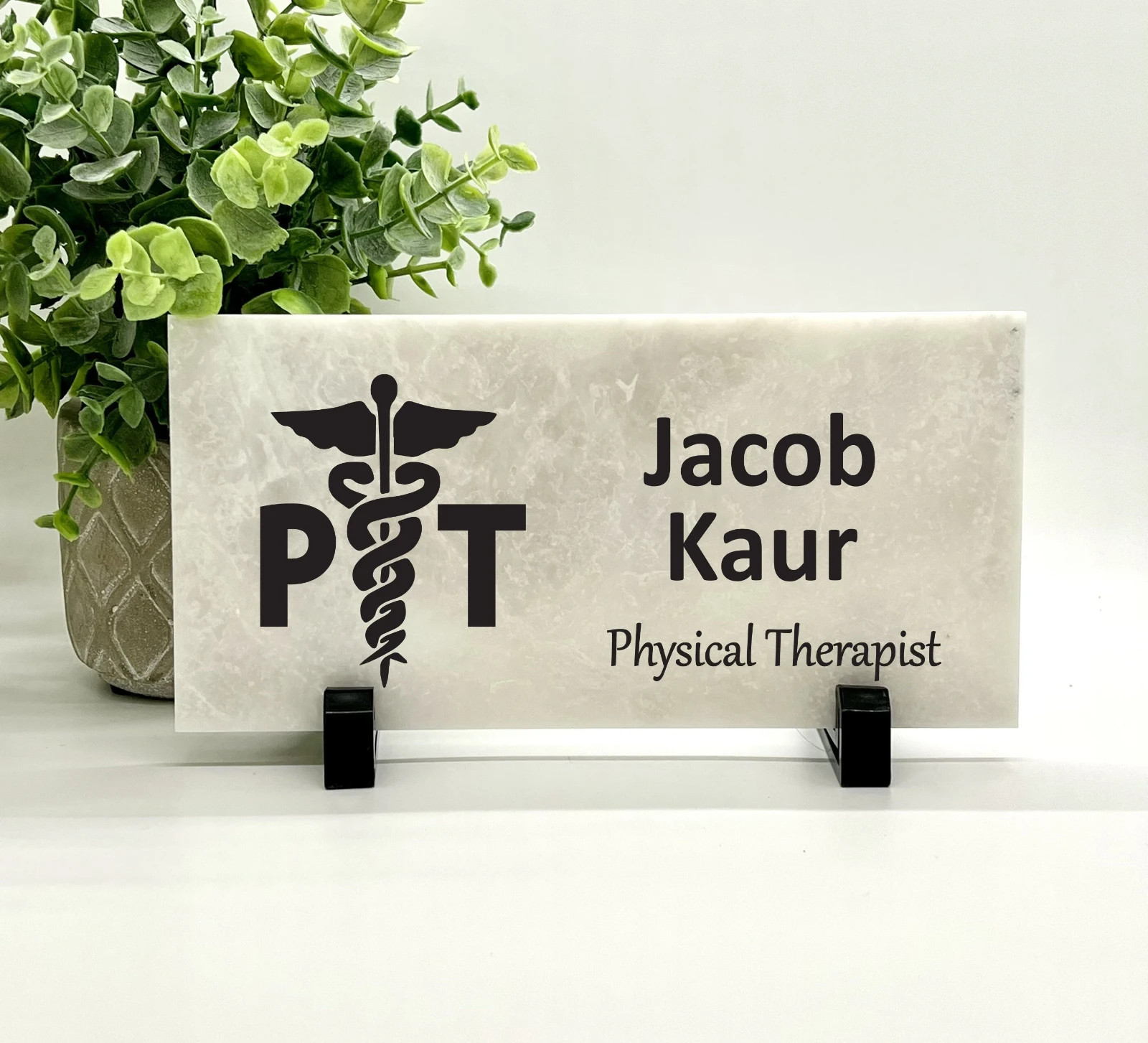 Physical Therapist Personalized Marble Desktop Plaque – Custom Name & Job Title
