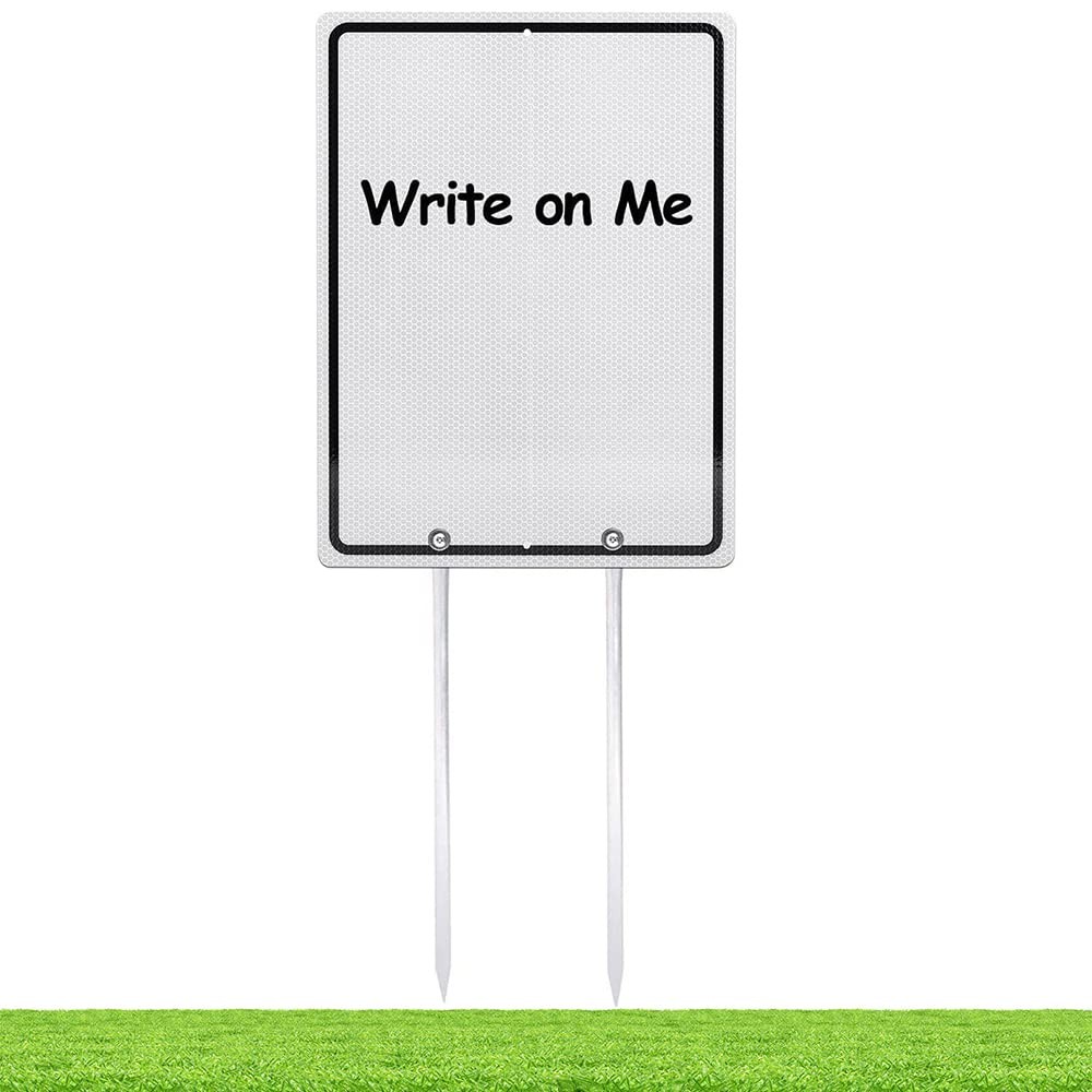 Reusable Blank Yard Sign Reflective Aluminum 15.8×11.8 Inch With 14 In Stake