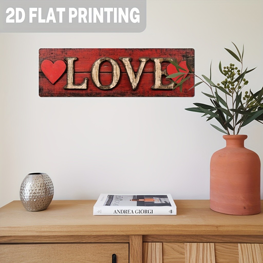 Romantic LOVE Metal Sign Distressed Letter Wall Decor for Anniversary & Home