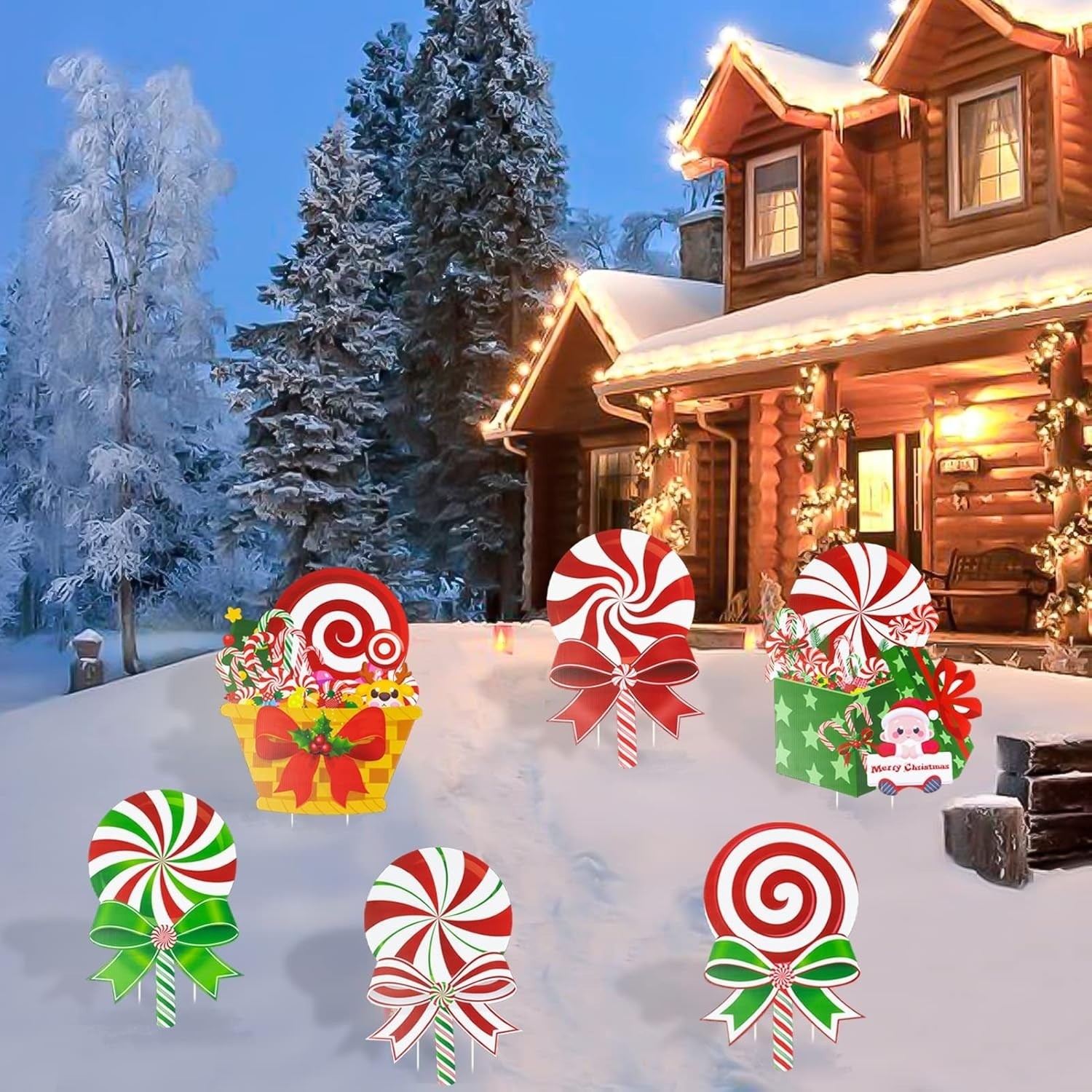 Letreros Navideños Para Exteriores Y Decoraciones Navideñas Con Dulces NEW US.