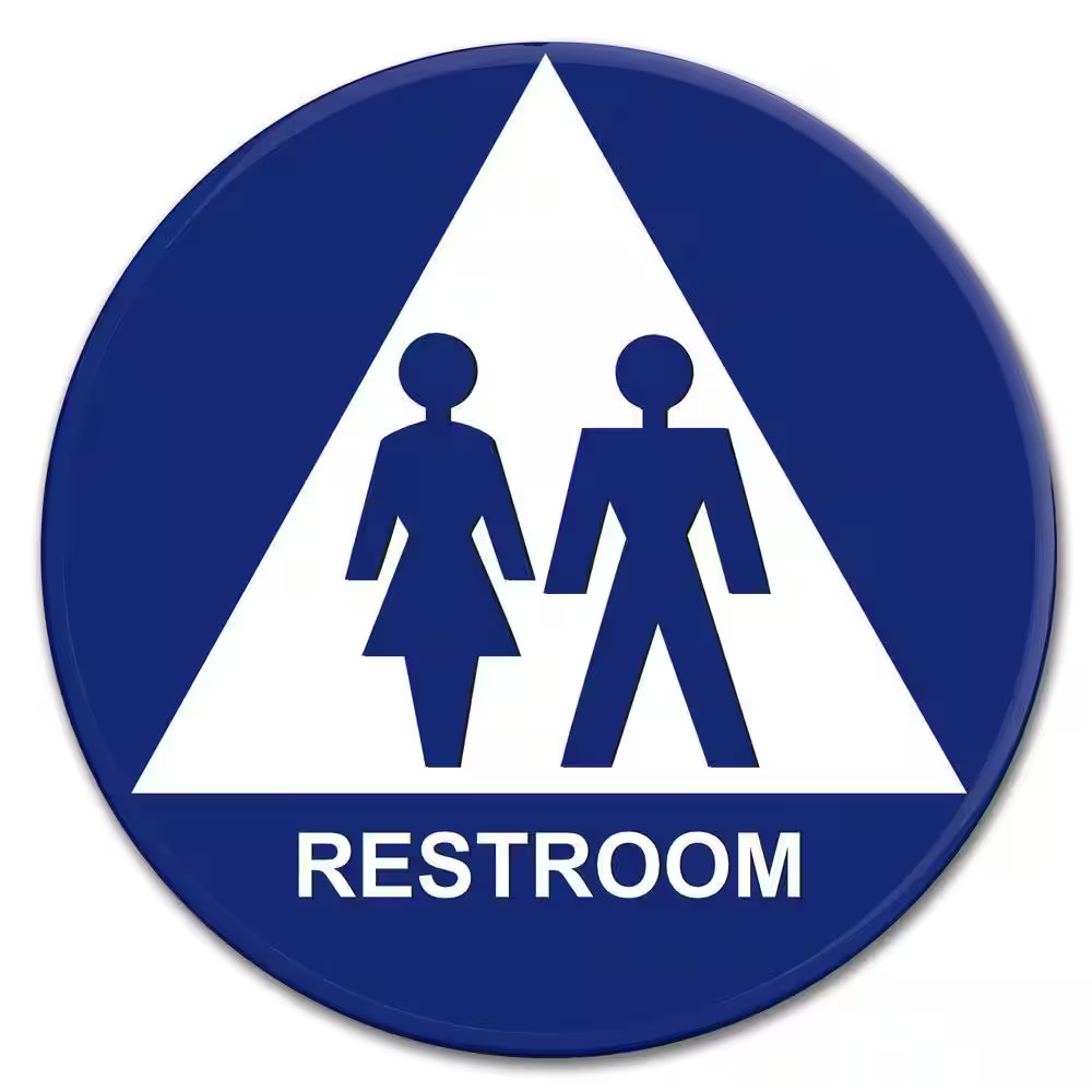 12 In. Blue Circle and Triangle Plastic Unisex Sign