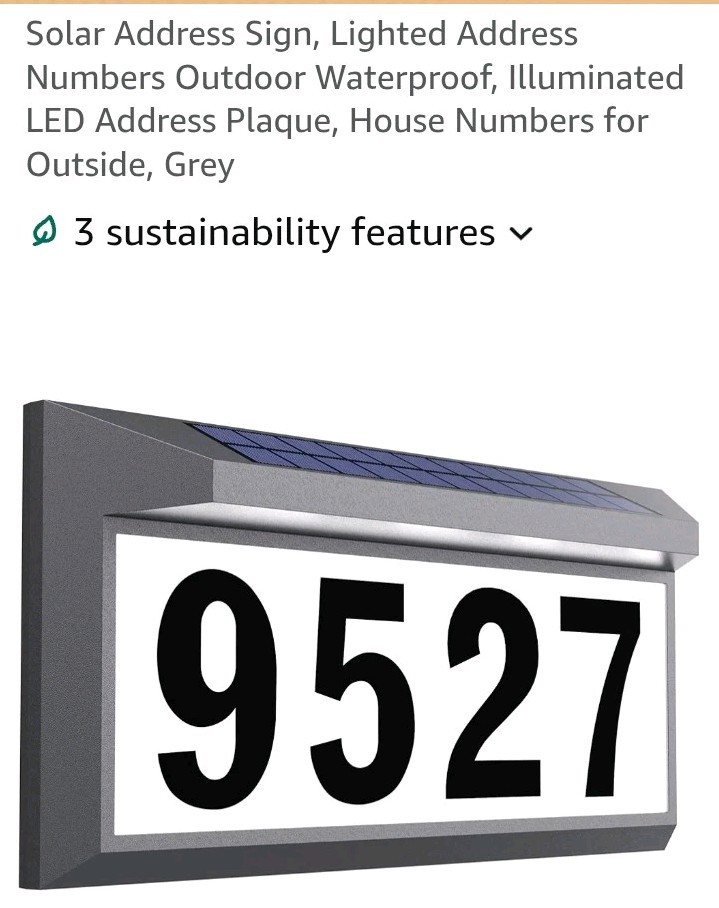 Solar Lighted Address Sign Outdoor Waterproof Illuminated House Numbers Plaque