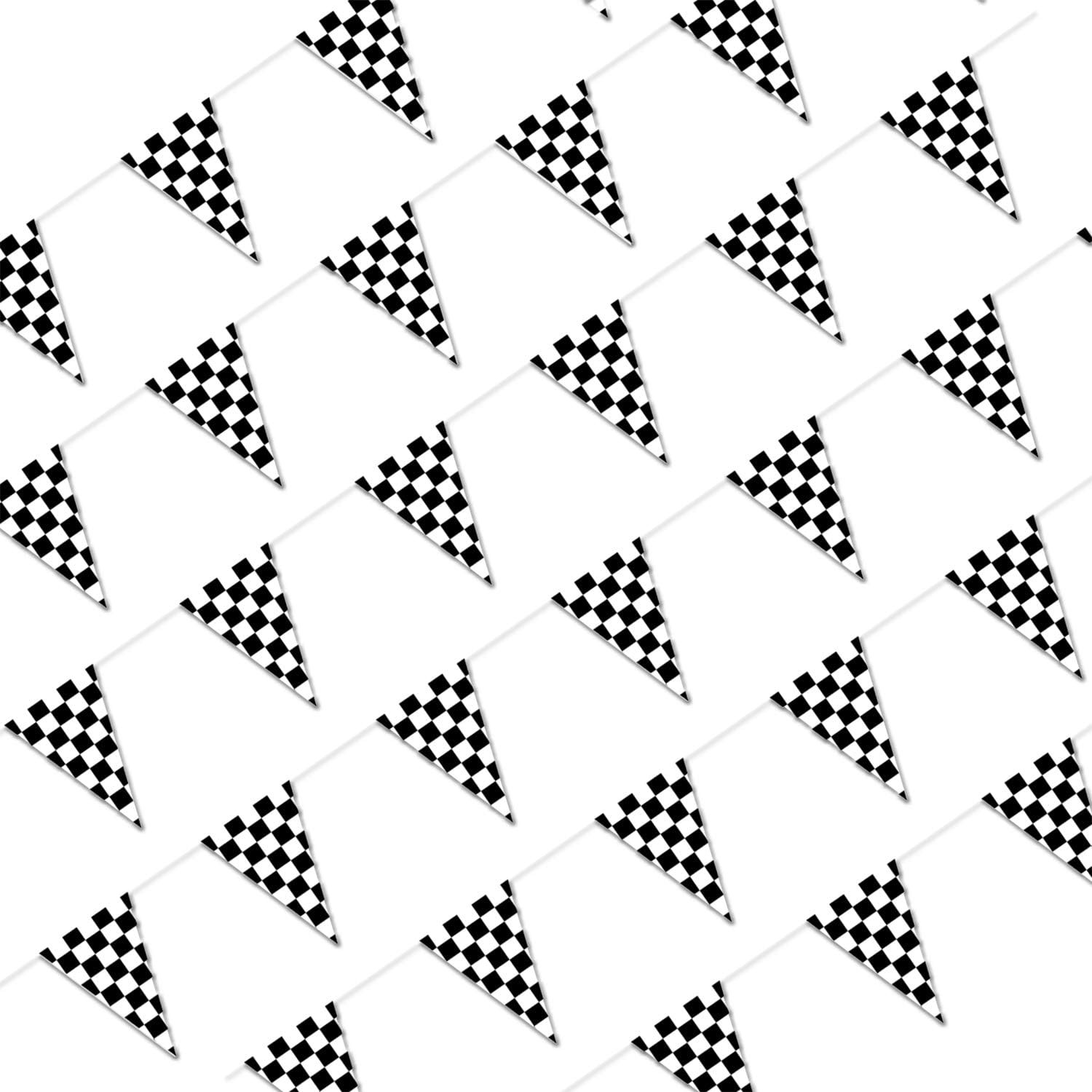 100ft Black and White Checkered Flag Banner Racing Birthday Decorations, for …