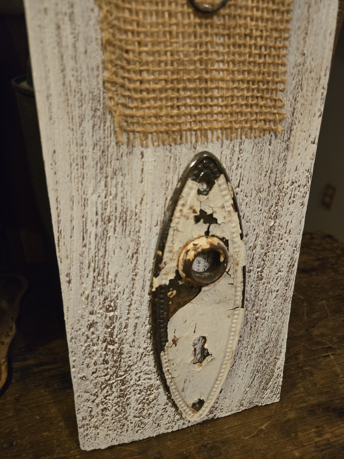 19″x5.5″x0.25″ Rustic/Vintage Handmade “Home” Sign with Antique Keyhole