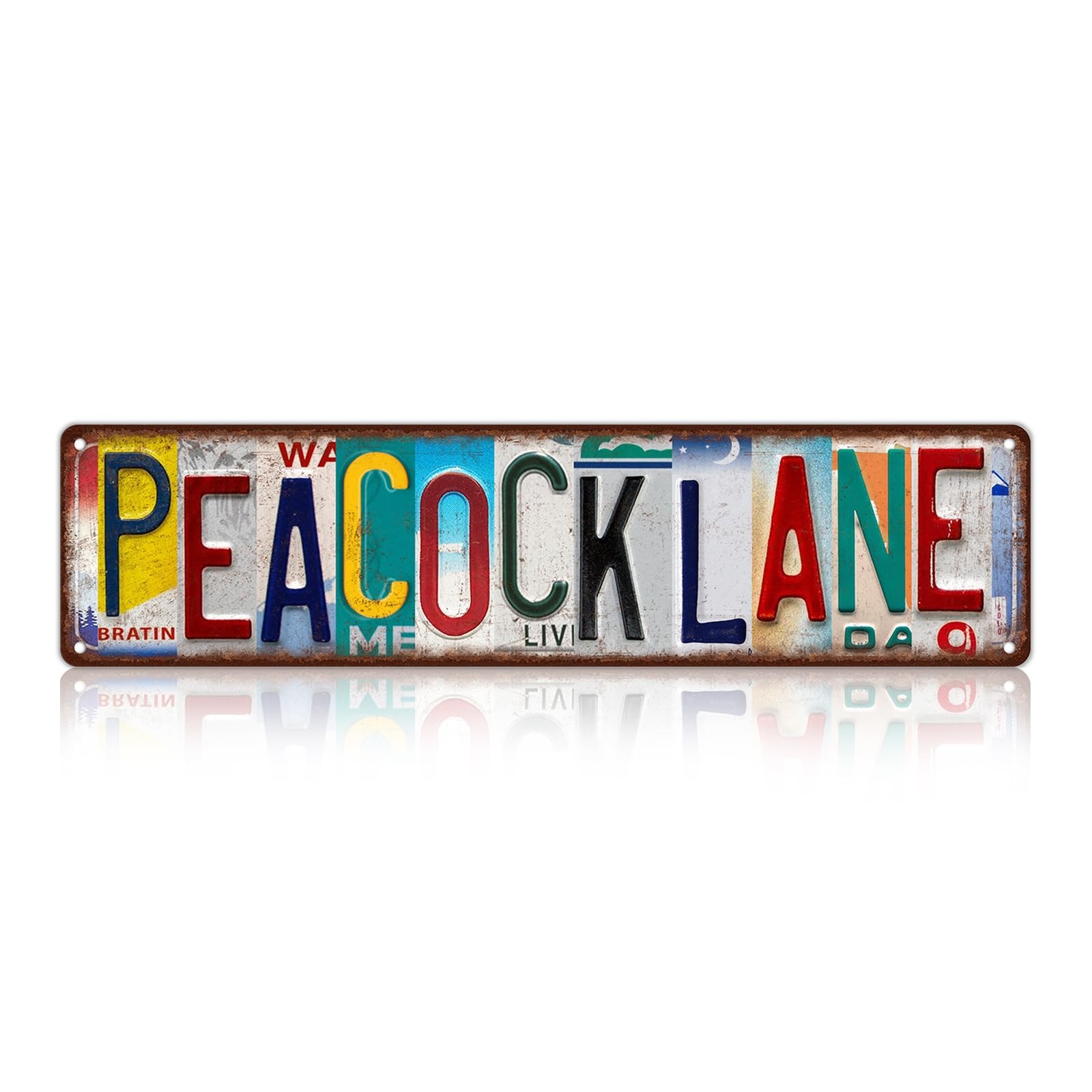 TREEPERI Vintage Peacock Lane Street Sign Wall 15.75L” x 3.94W”,