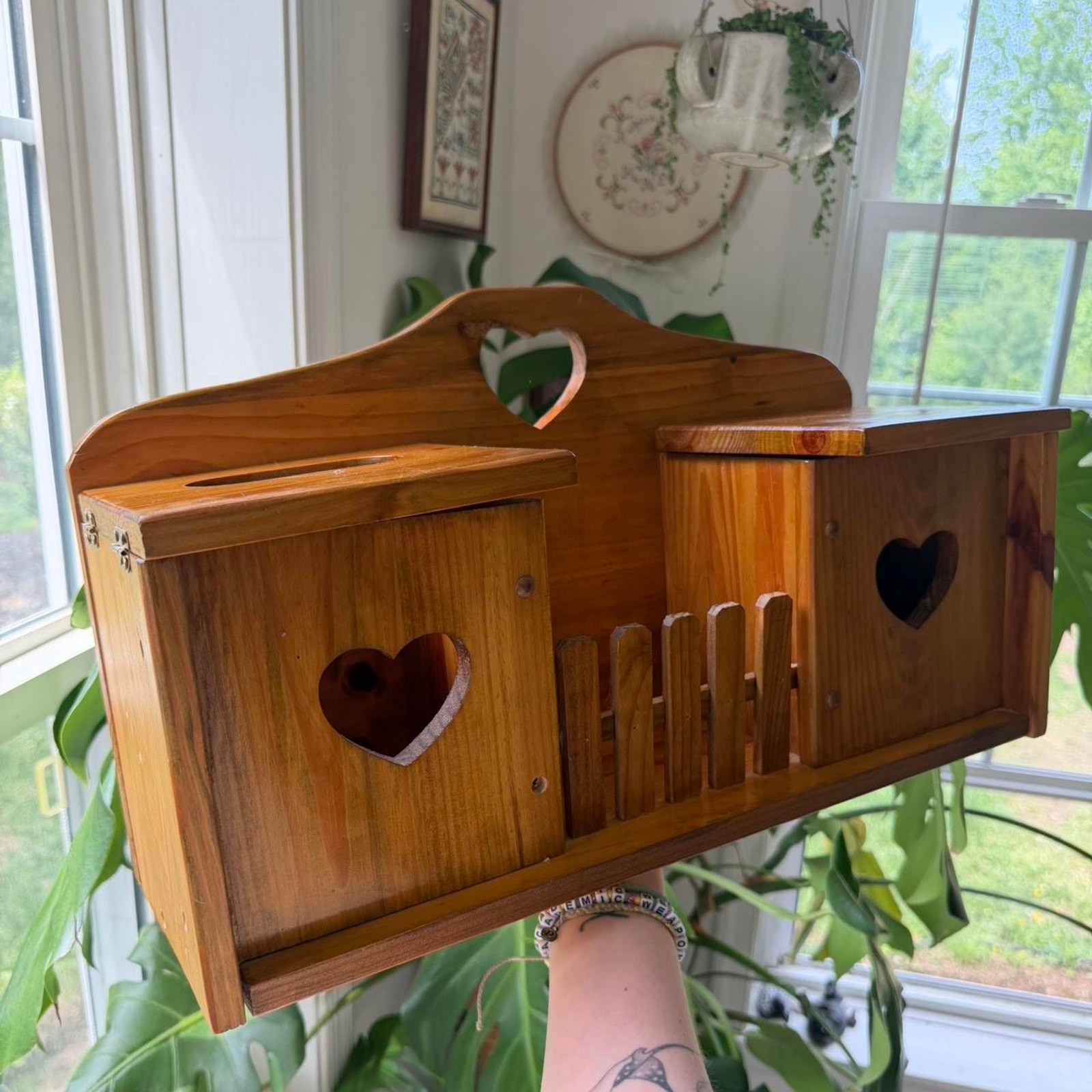 Vintage 90s Wooden Heart Wall Decor