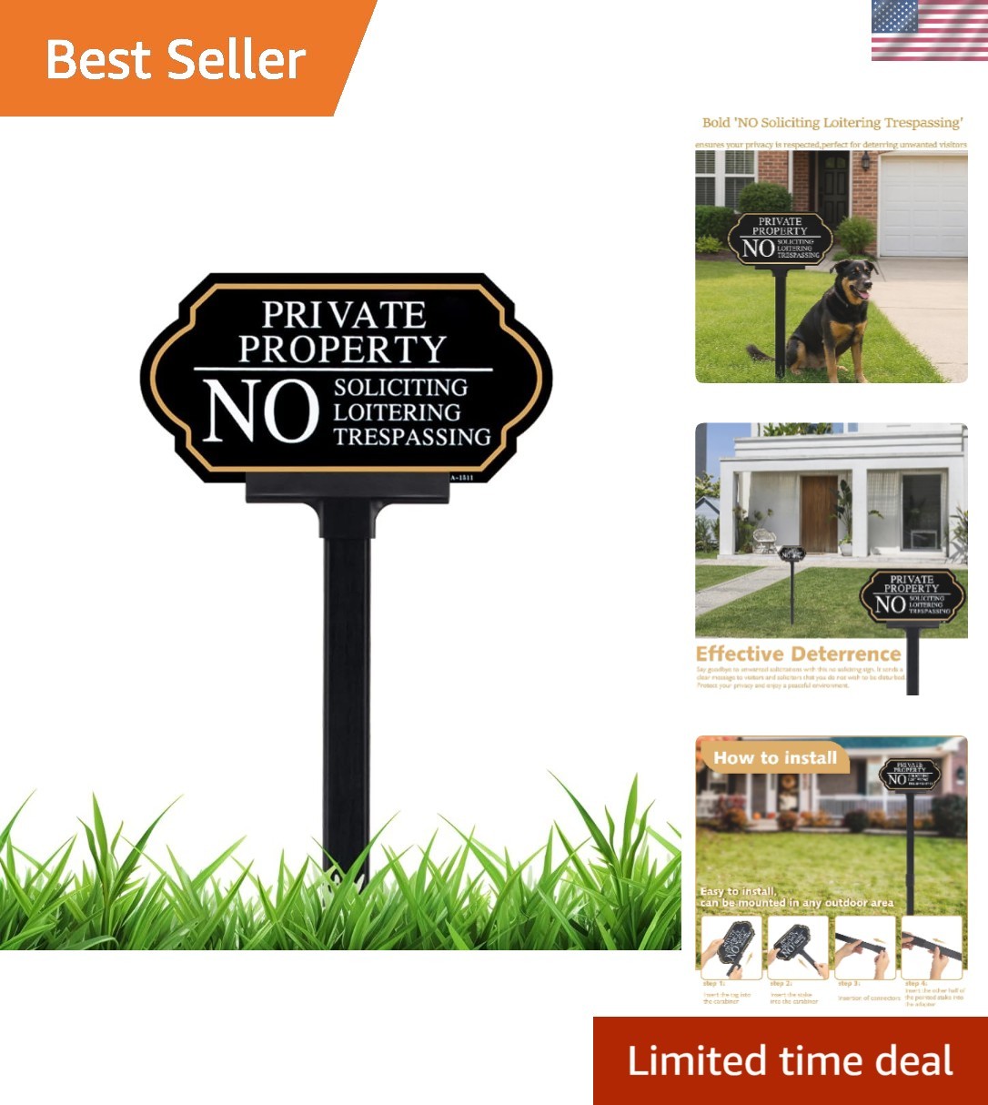 Versatile 5×10 Aluminum No Soliciting Sign with Clip – Secure & Sturdy Placement