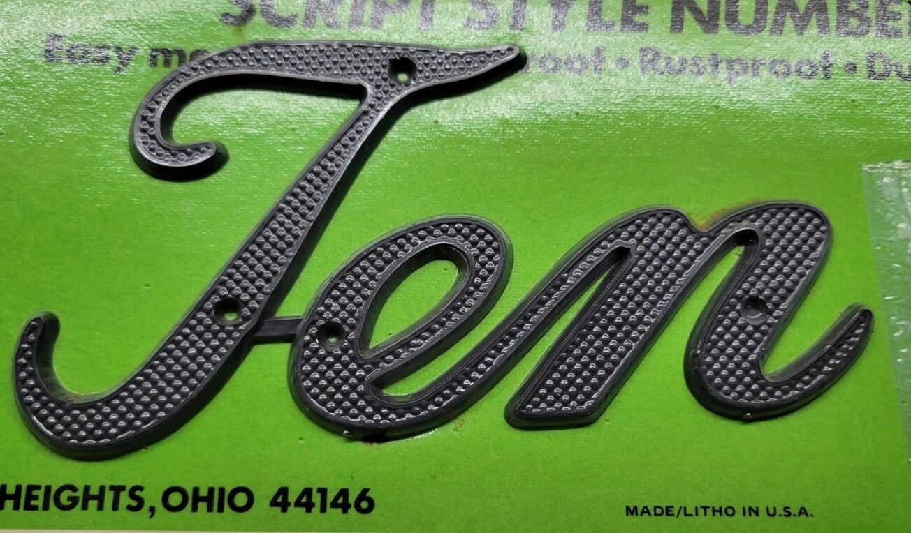 Hy-Ko Ten House Address Script Style Spellout Numbers New Old Stock Vintage