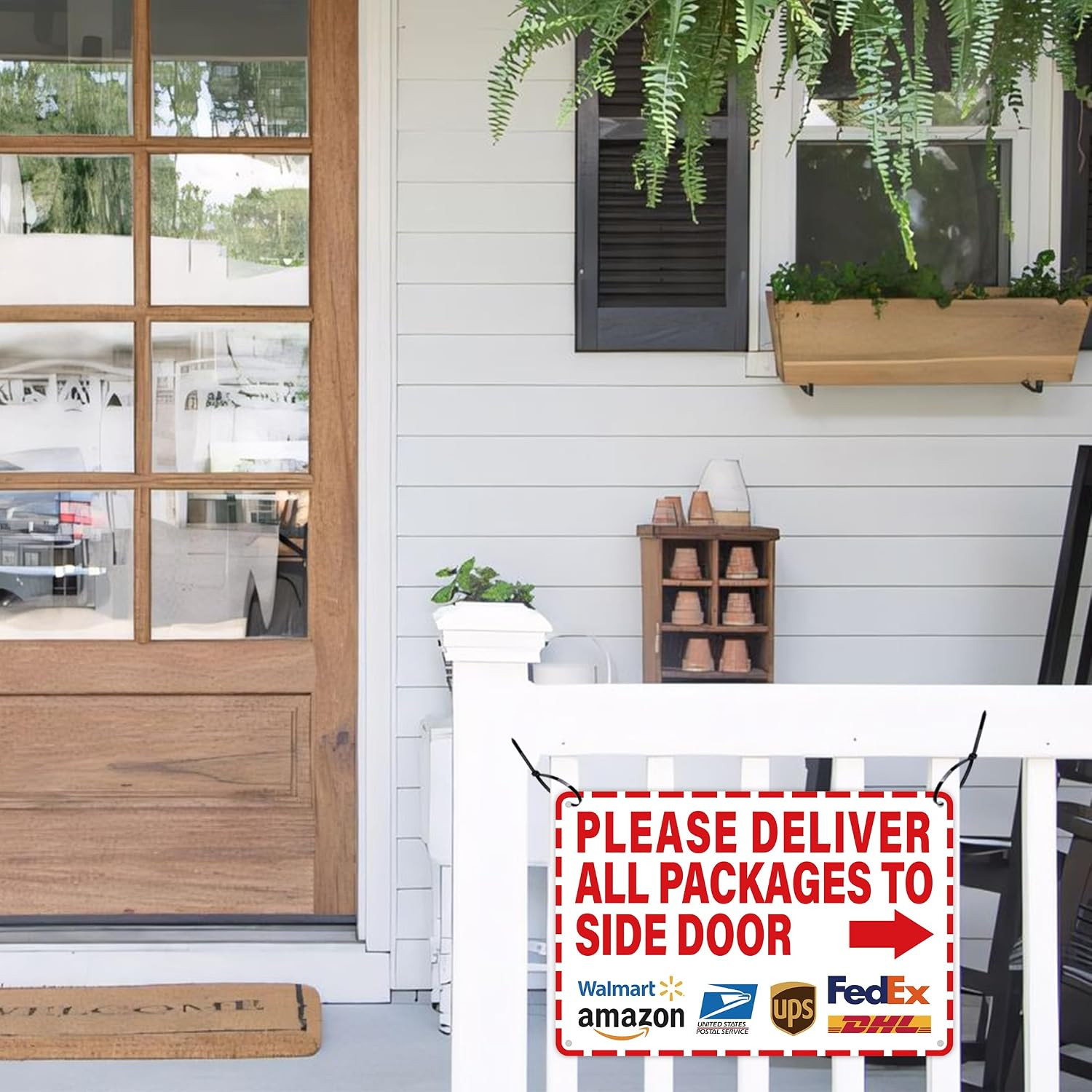 Please Leave Deliveries Here Sign，Self-Adhesive Weatherproof Place Packages in B