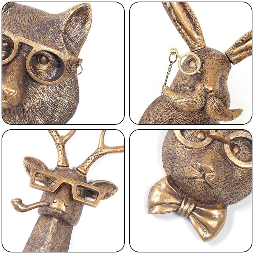 Joogour Rabbit Animal Head Resin Wall Decor