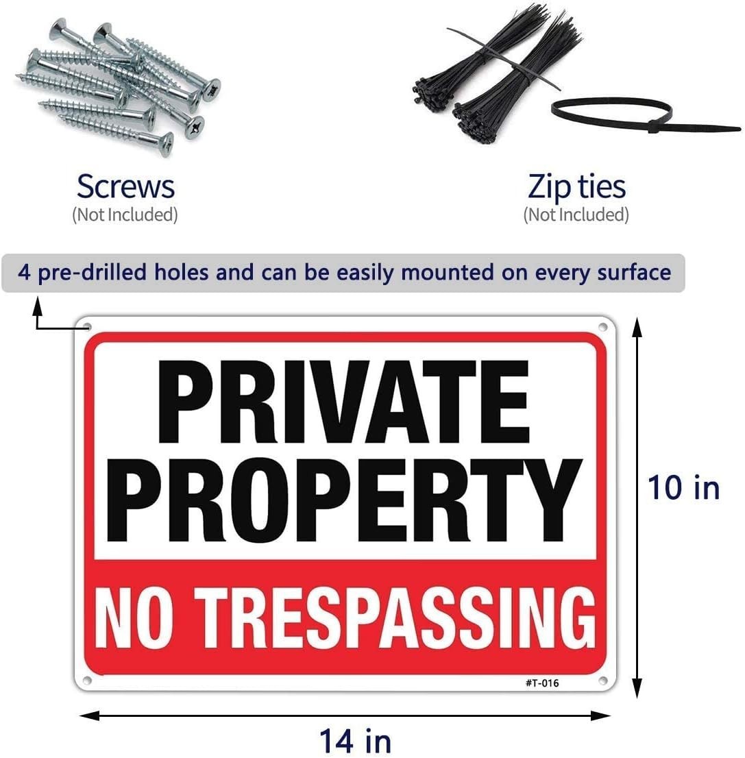 Private Property No Trespassing Signs 10×14 Aluminum Weatherproof 2 Pack