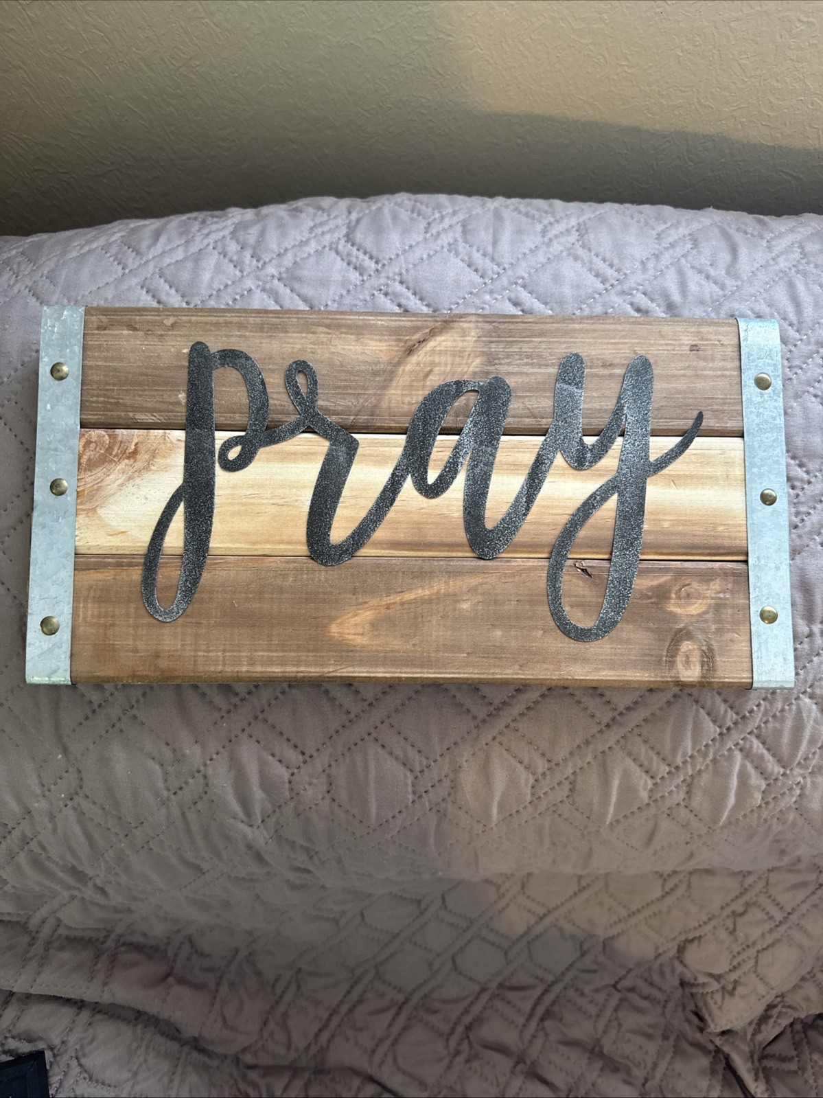 Wooden Pray Sign All Seasons Home Decor Made Of Wood & Metal Christian Decor