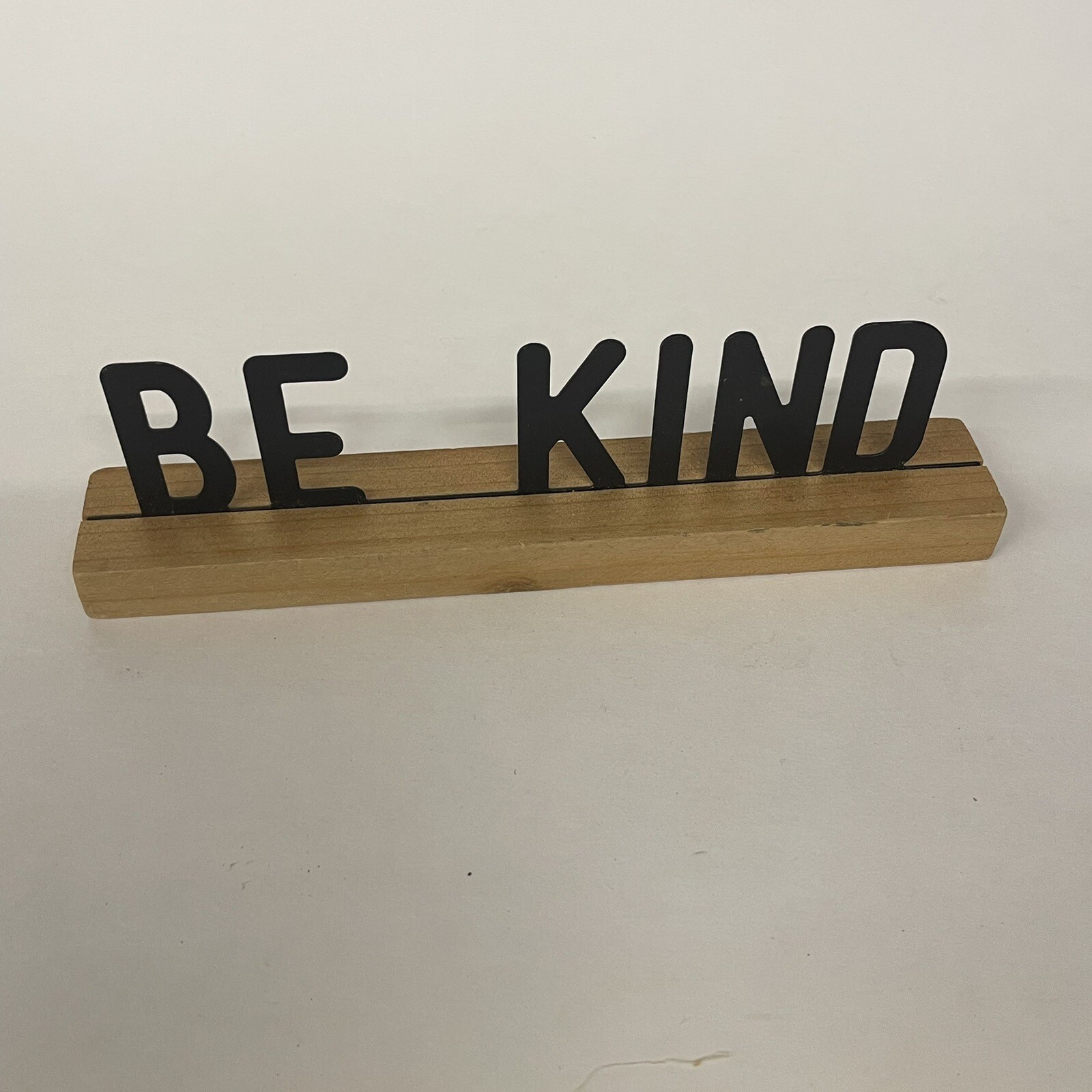 Wooden Base Metal Letter Ledge Decorative Home Decor Display 9x2x1.5” BE KIND