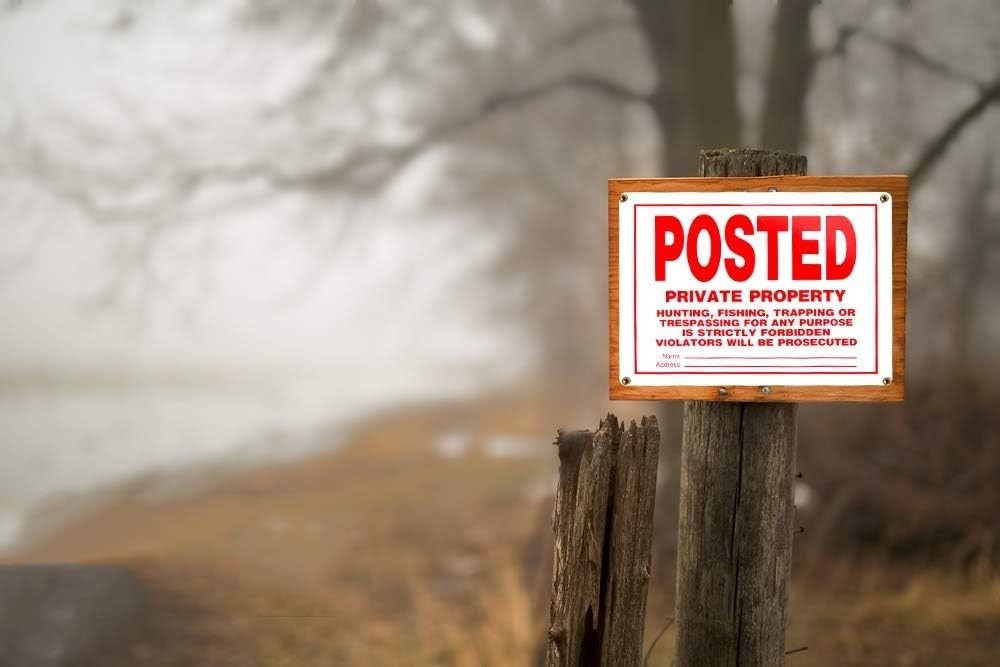 Weather-Resistant No Trespassing Sign – 14×10 Aluminum for Outdoor Use, Set of 4
