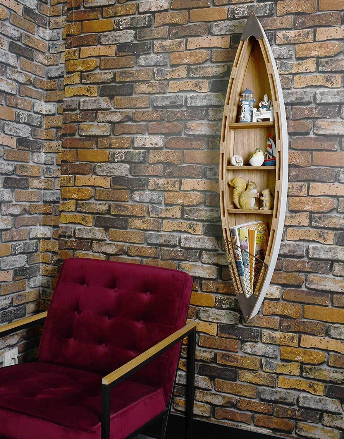 Solid Wood Boat Shelf Decorative Nautical Wall Decor