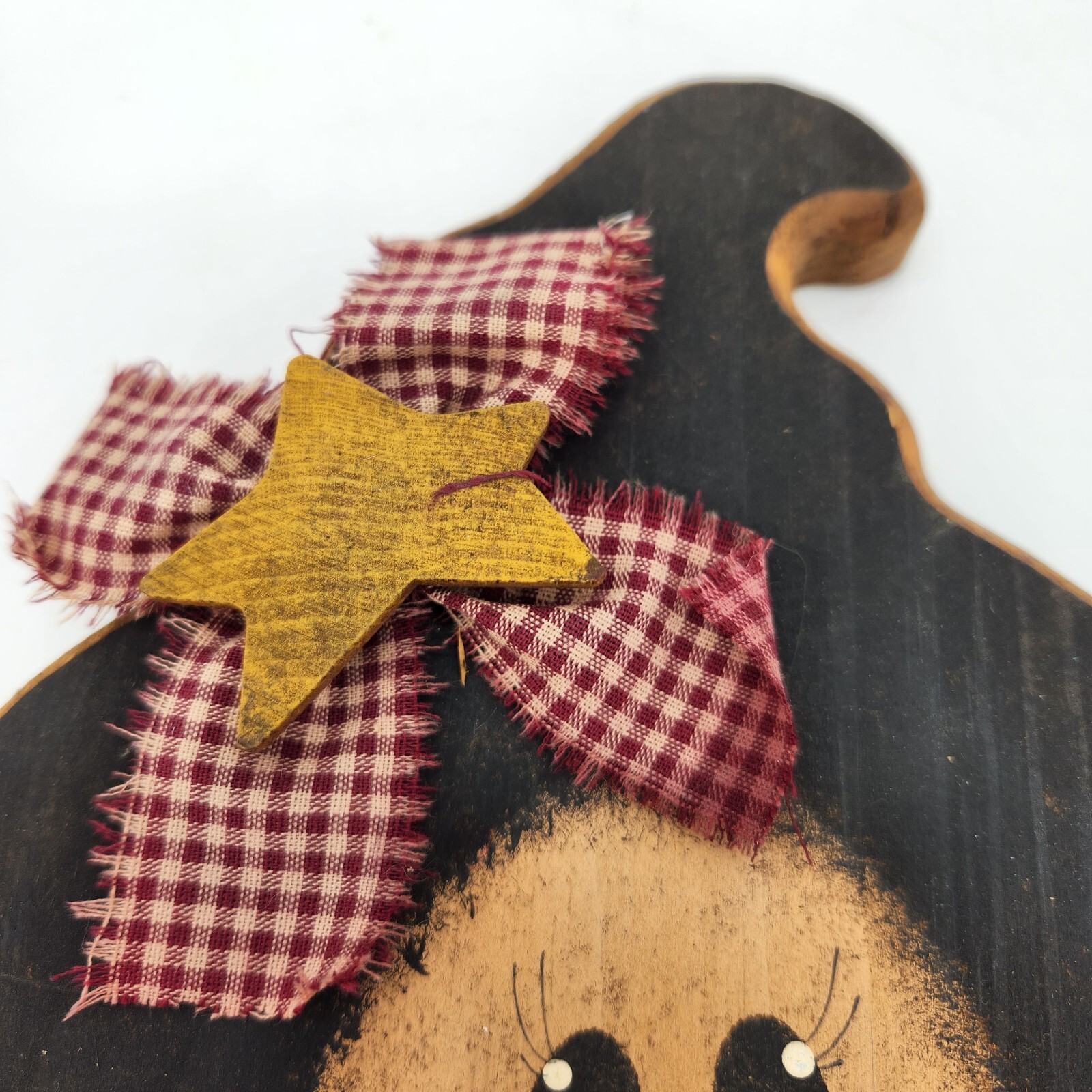 Handcrafted Handpainted Wood Cut Out Scarecrow Face & Hat FALL AUTUMN DECOR