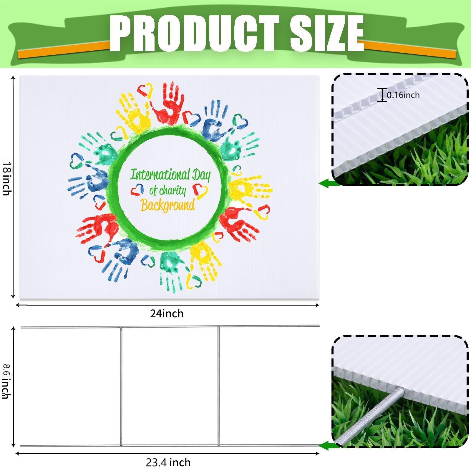10 Large Blank Yard Signs with Stakes 18 x 24″,Corrugated Plastic Lawn Sign k…