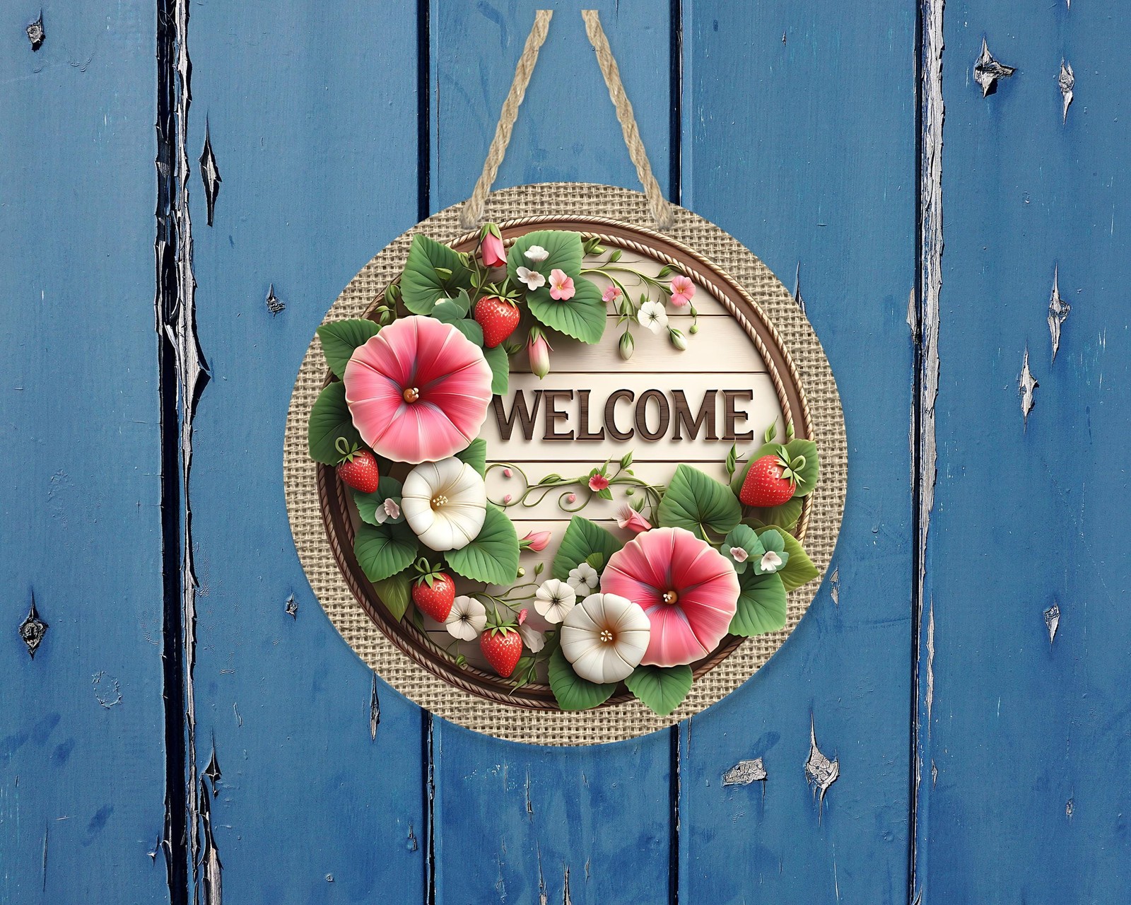 Aluminum Door Sign Petunias Floral Design UV Protected Outdoor Sign