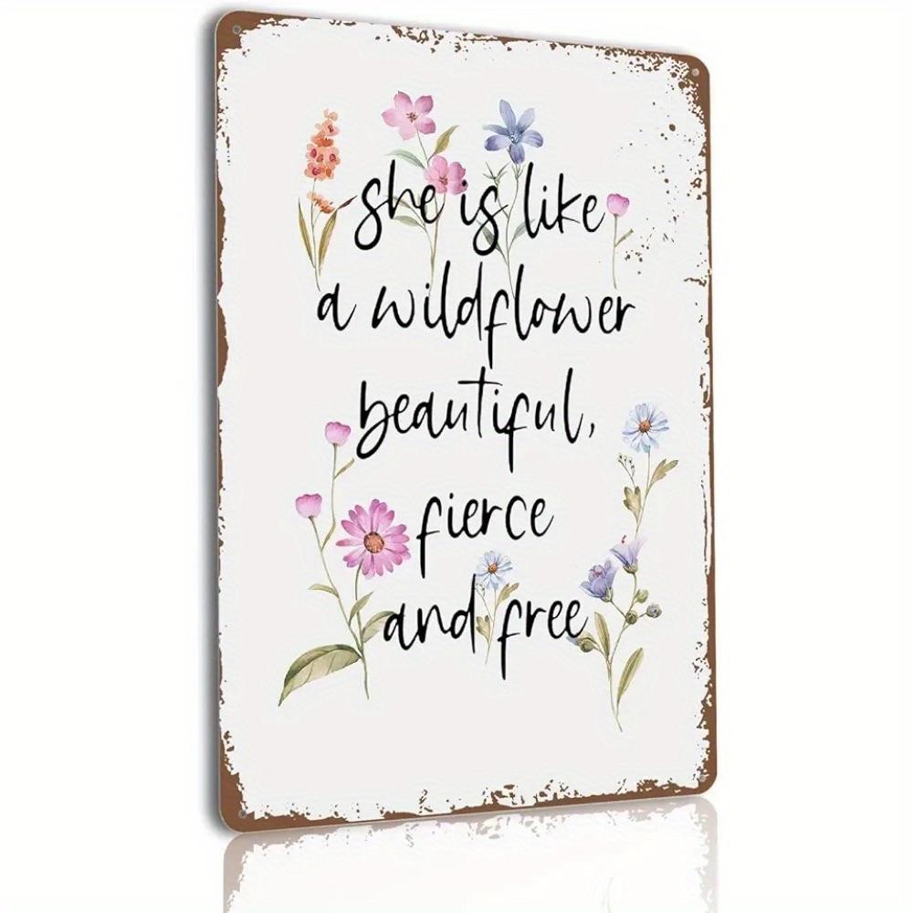 2D Flat – Decorative Sign 1pc Wall Decor Featuring Wildflowers